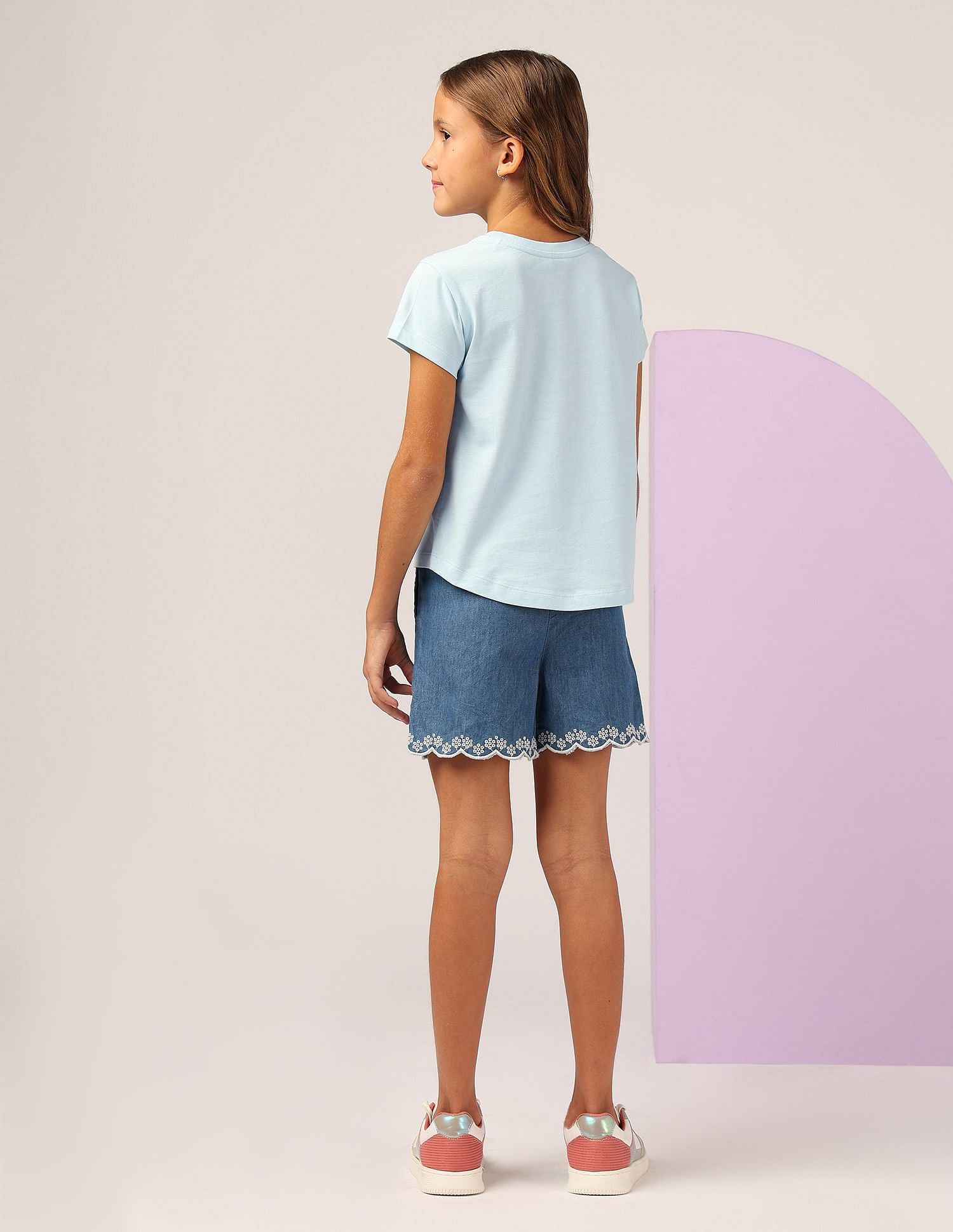 Girls Neon Graphic Print T-Shirt Light Blue - U.S. POLO ASSN. | Large