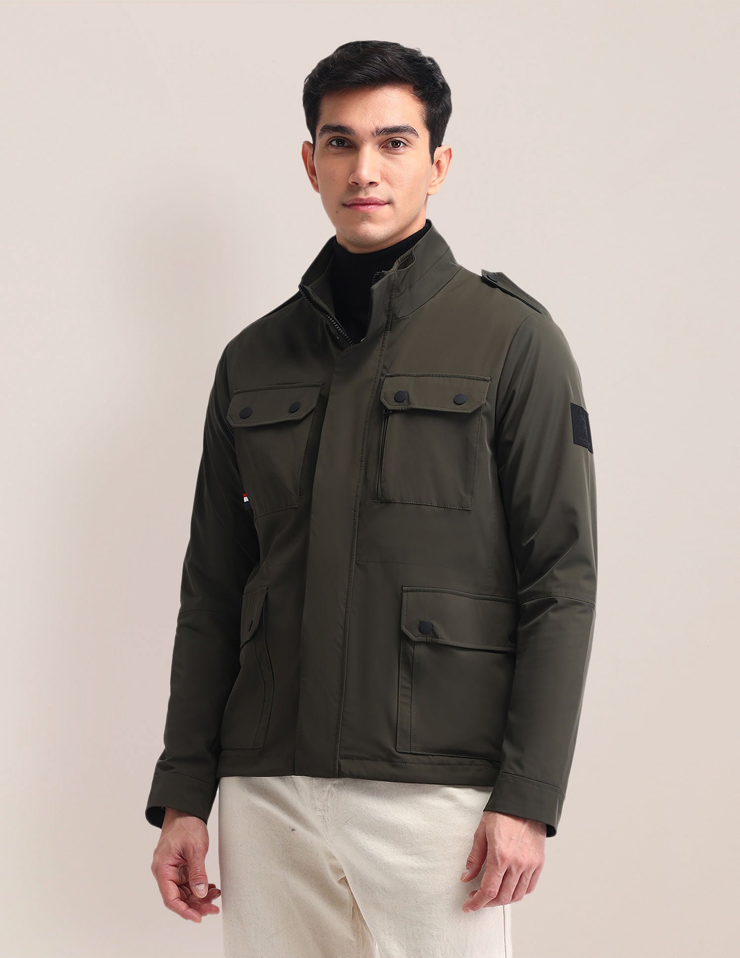 Regular Fit Solid Casual Jacket Olive - U.S. POLO ASSN. | Large