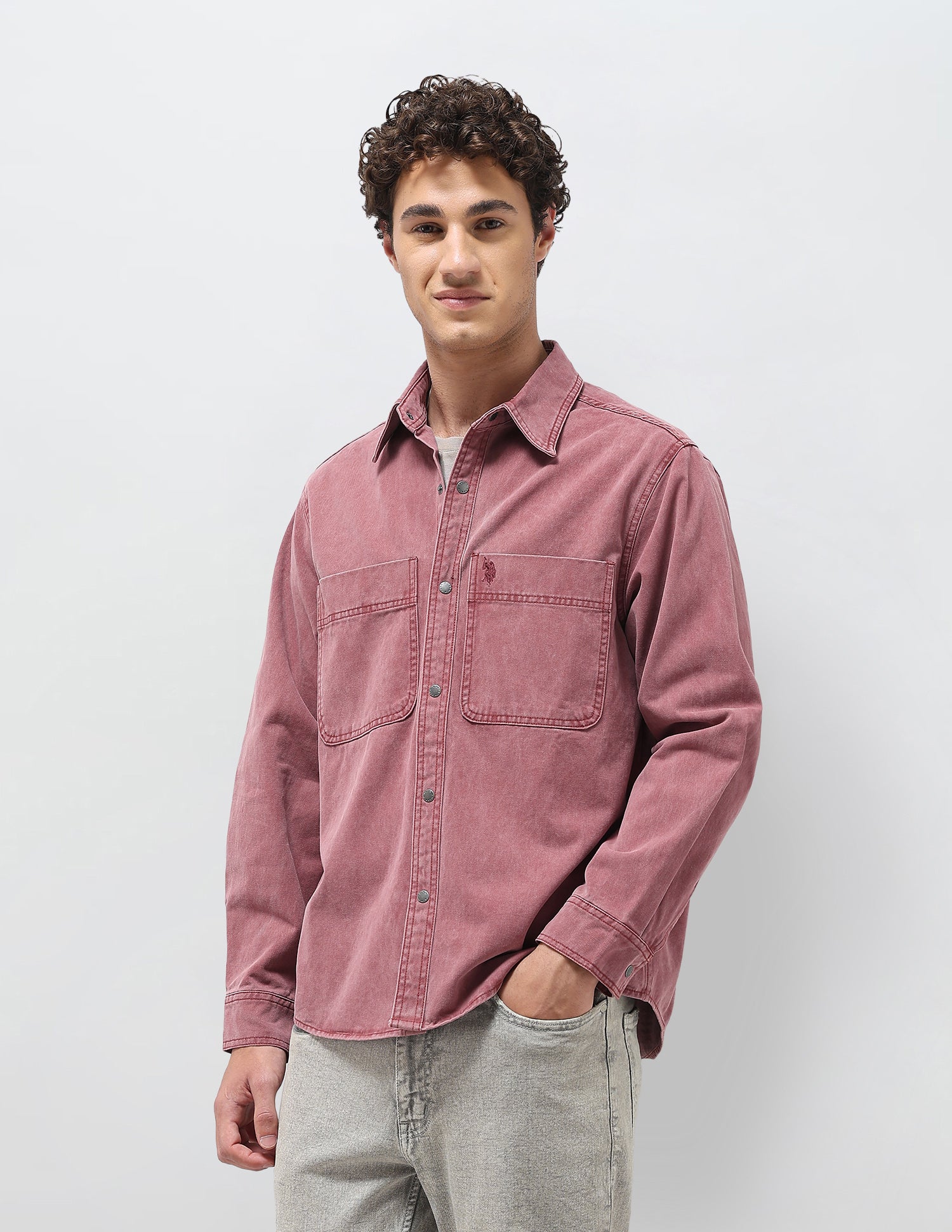 Solid Relaxed Fit Shirt Rose - U.S. Polo Assn. India | Large