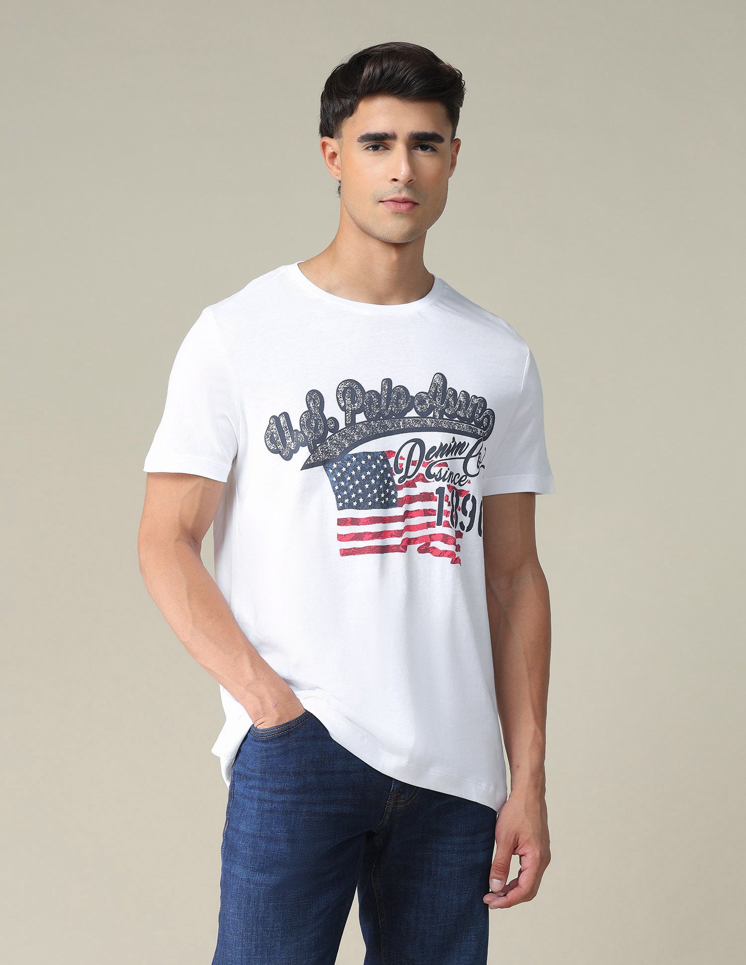 Slim Fit Cotton T-Shirt White - U.S. POLO ASSN. | Large