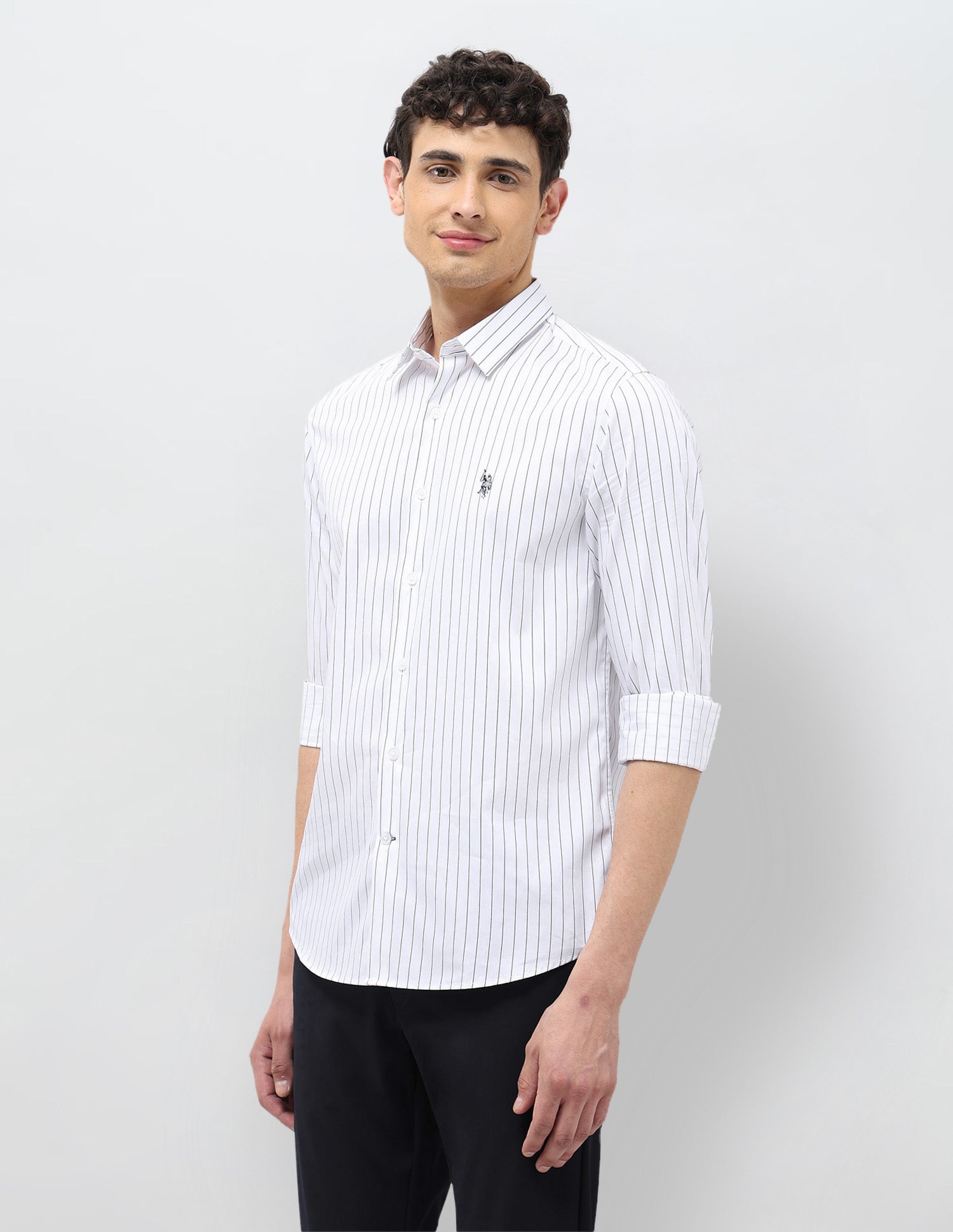 Vertical Striped Tailored Fit Shirt White - U.S. POLO ASSN. | Large