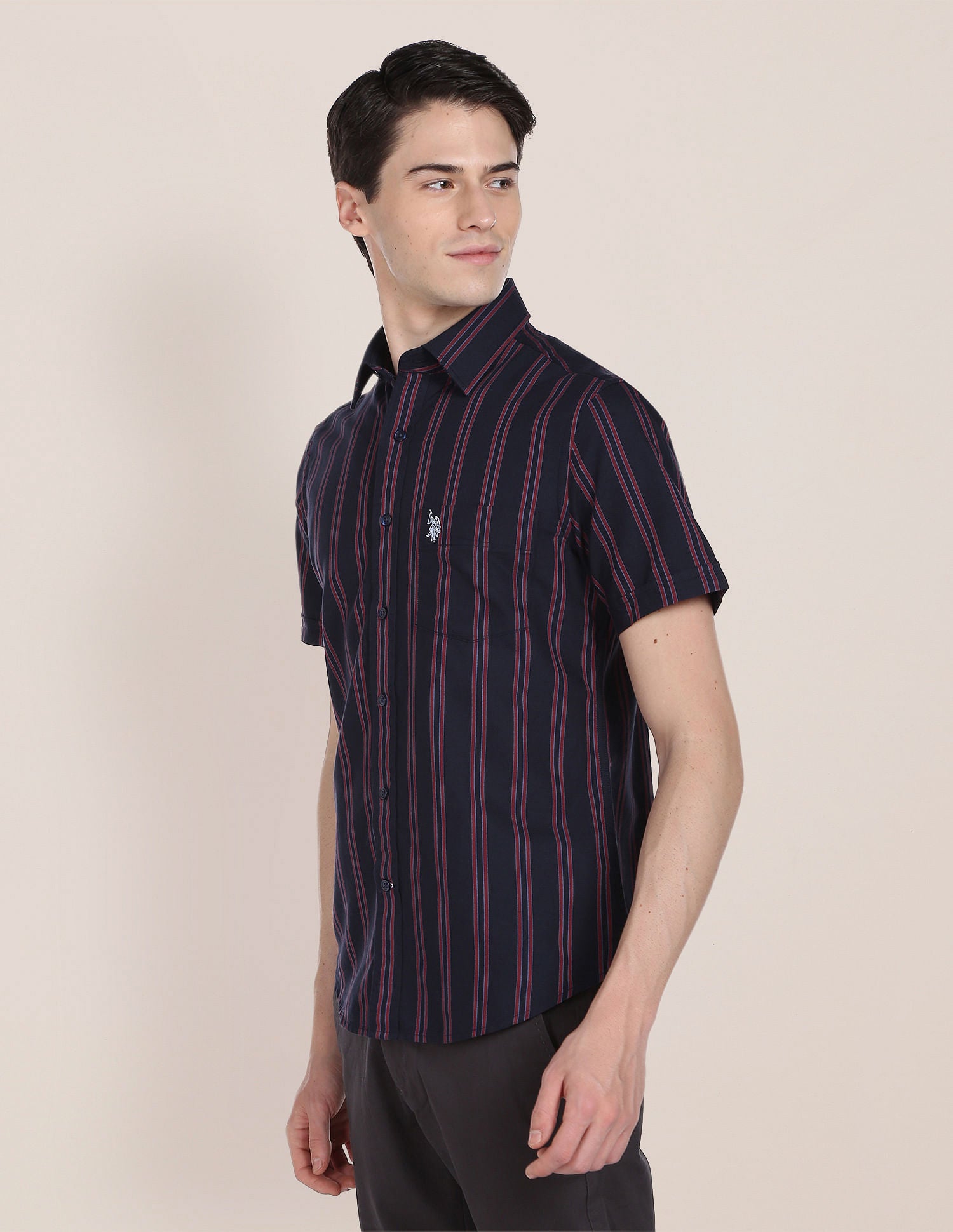 Iconic Oxford Stripe Shirt Navy - U.S. POLO ASSN. | Large