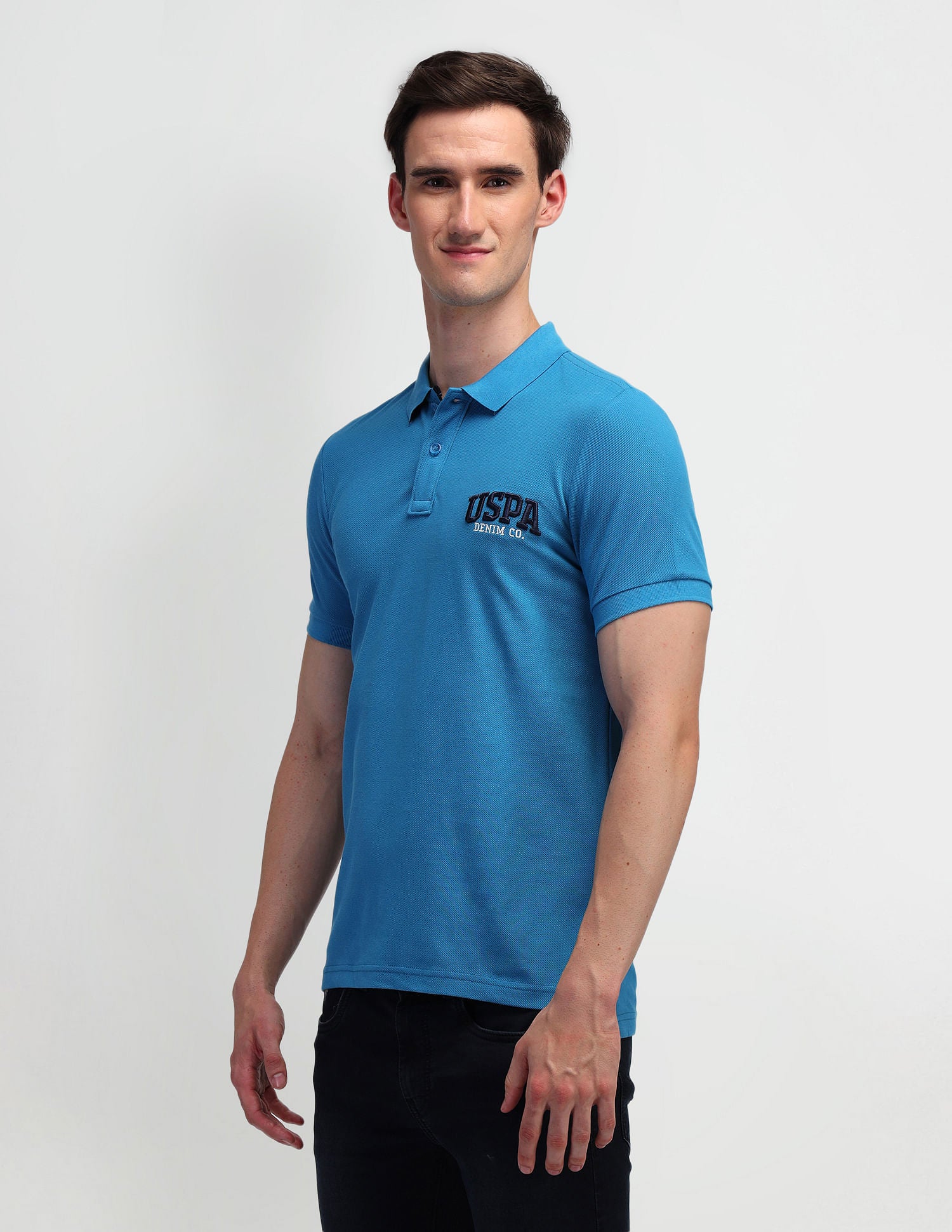 Solid Slim Fit Polo Shirt Blue - U.S. Polo Assn. India | Large