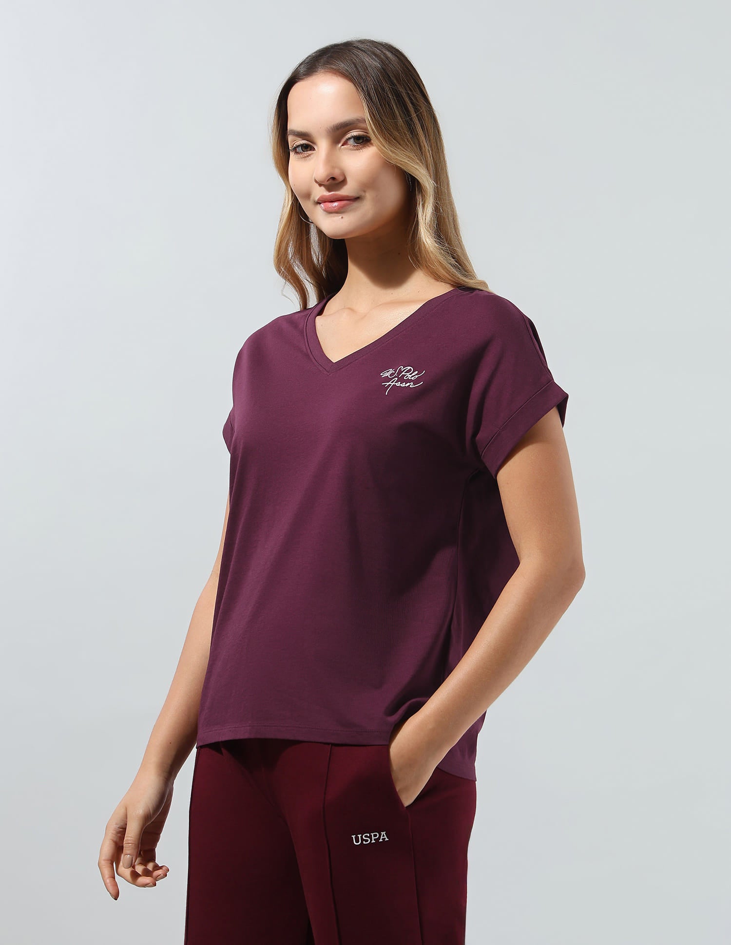 Solid Regular Fit T-Shirt Wine - U.S. Polo Assn. India | Large