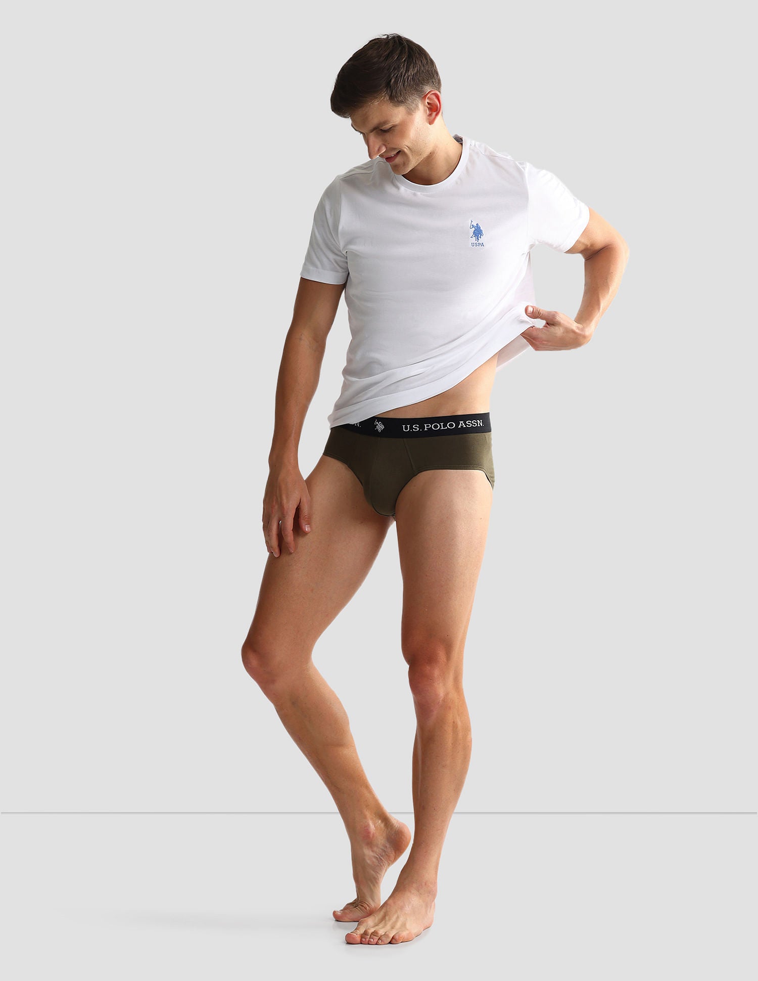 Elasticized Waist OEB09 Briefs - Pack Of 2 Camo Olive and Dark Olive - U.S. POLO ASSN. | Large