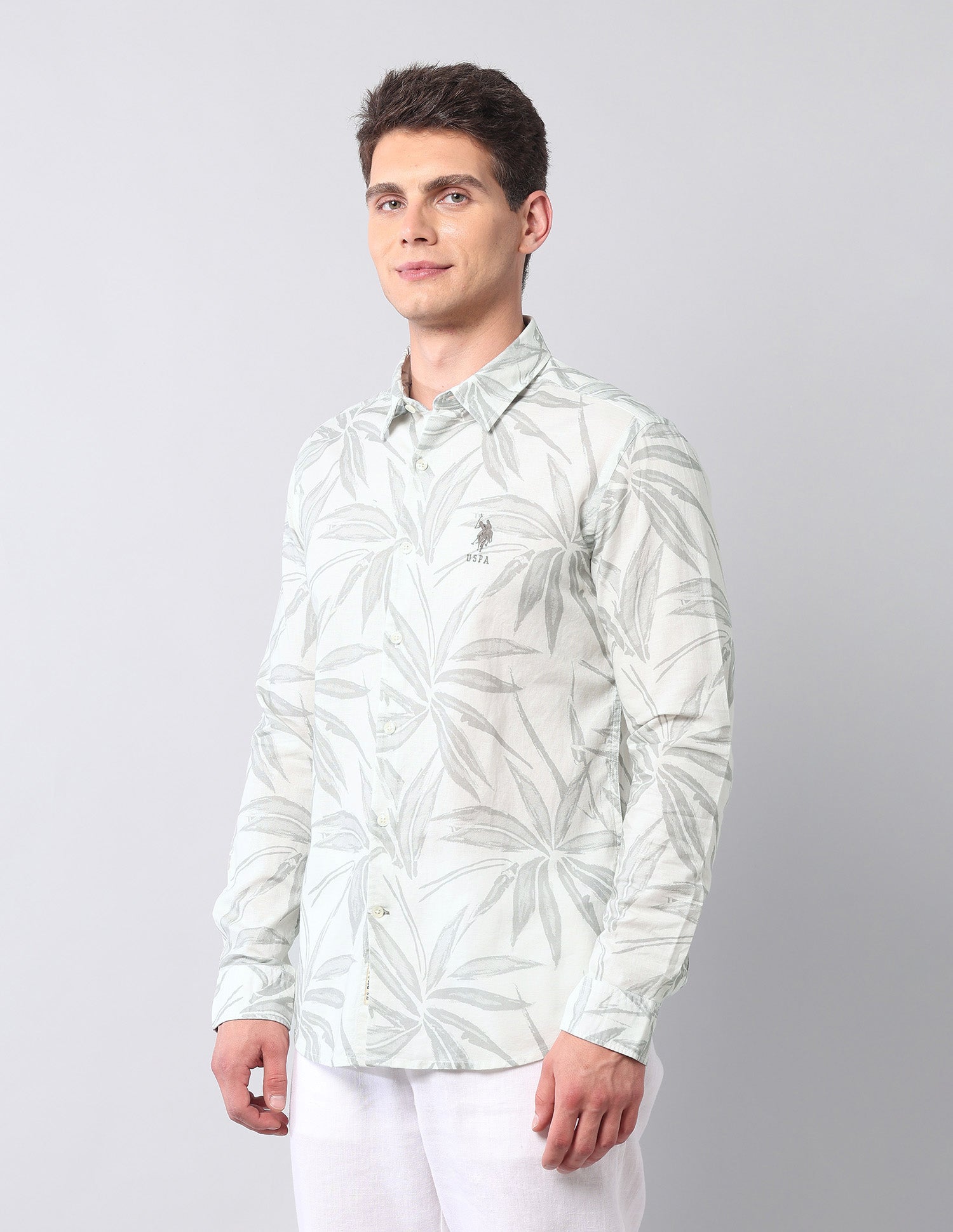 Tropical Printed Regular Fit Shirt Grey - U.S. Polo Assn. India | Large