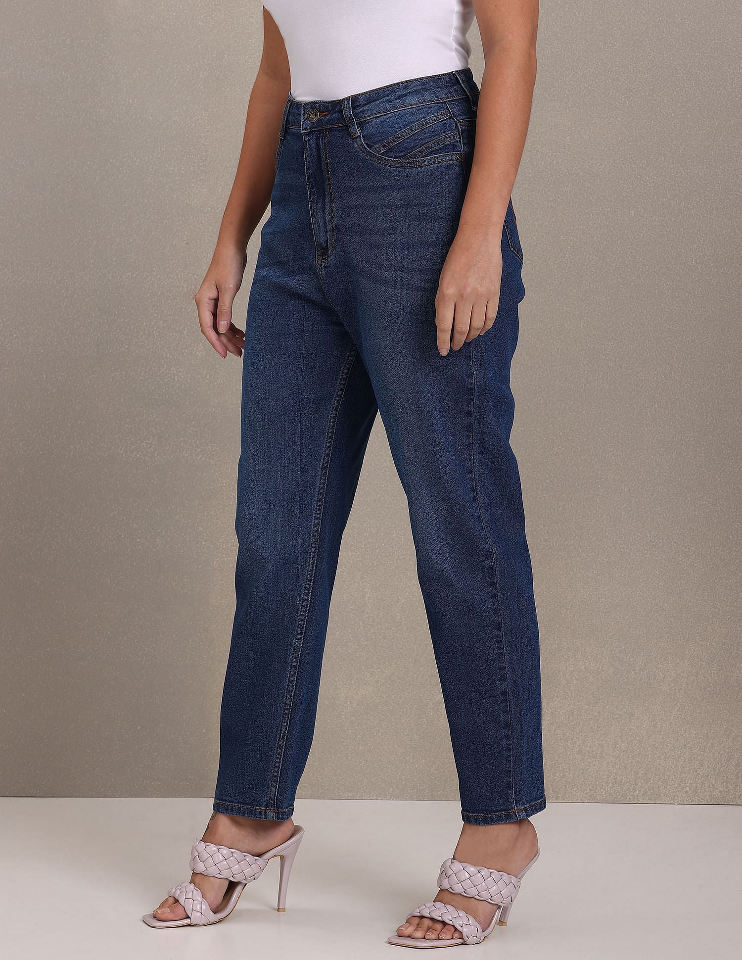 High Rise Rinsed Mom Jeans Blue - U.S. Polo Assn. India | Large
