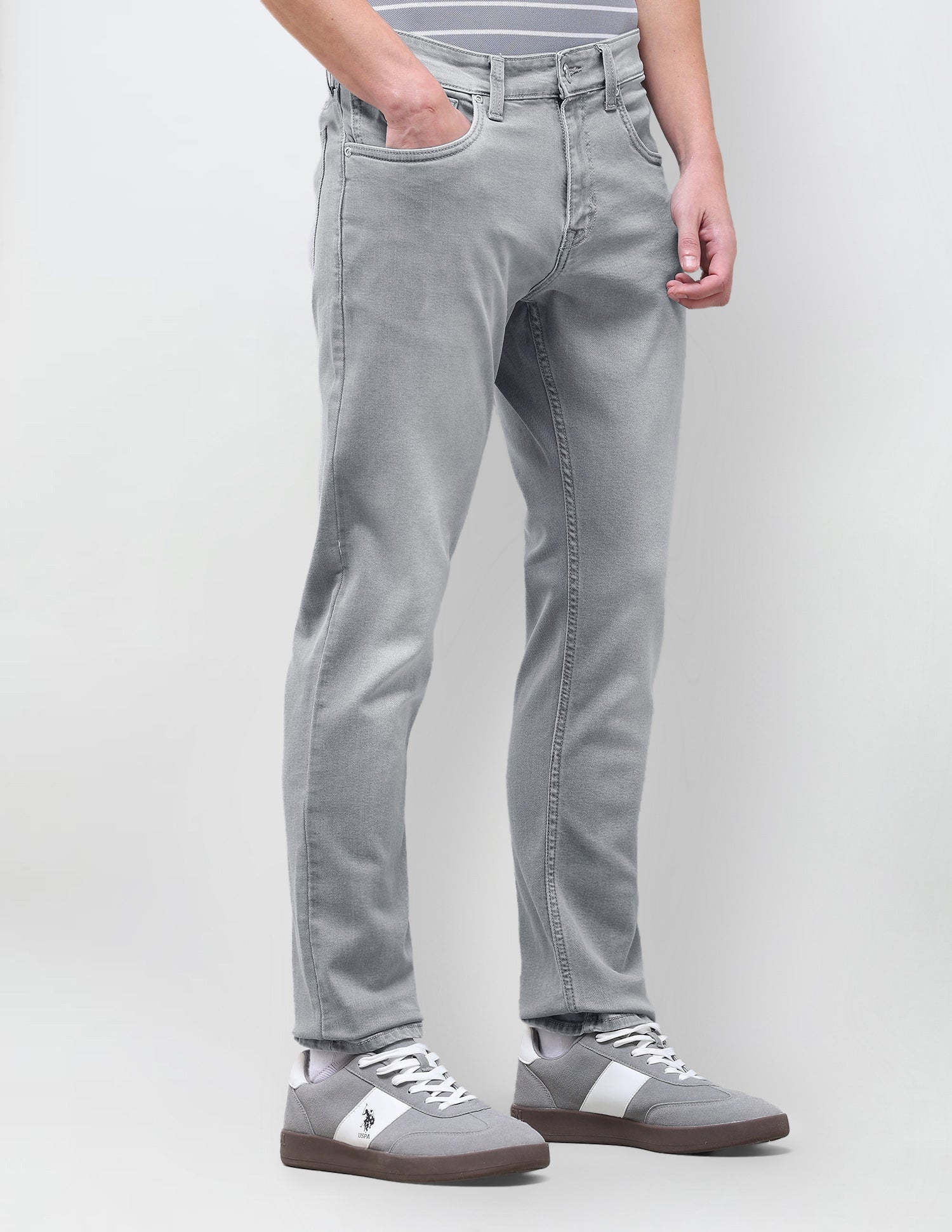 Brandon Slim-Tapered Fit Grey Jeans Light Grey - U.S. Polo Assn. India | Large