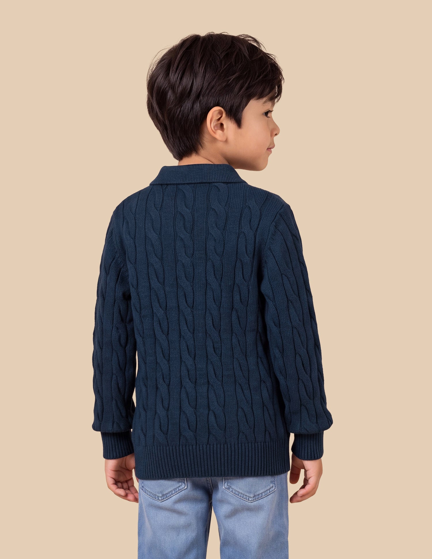 Cable Patterned Knit Regular Fit Sweater Grey Melang - U.S. Polo Assn. India | Large