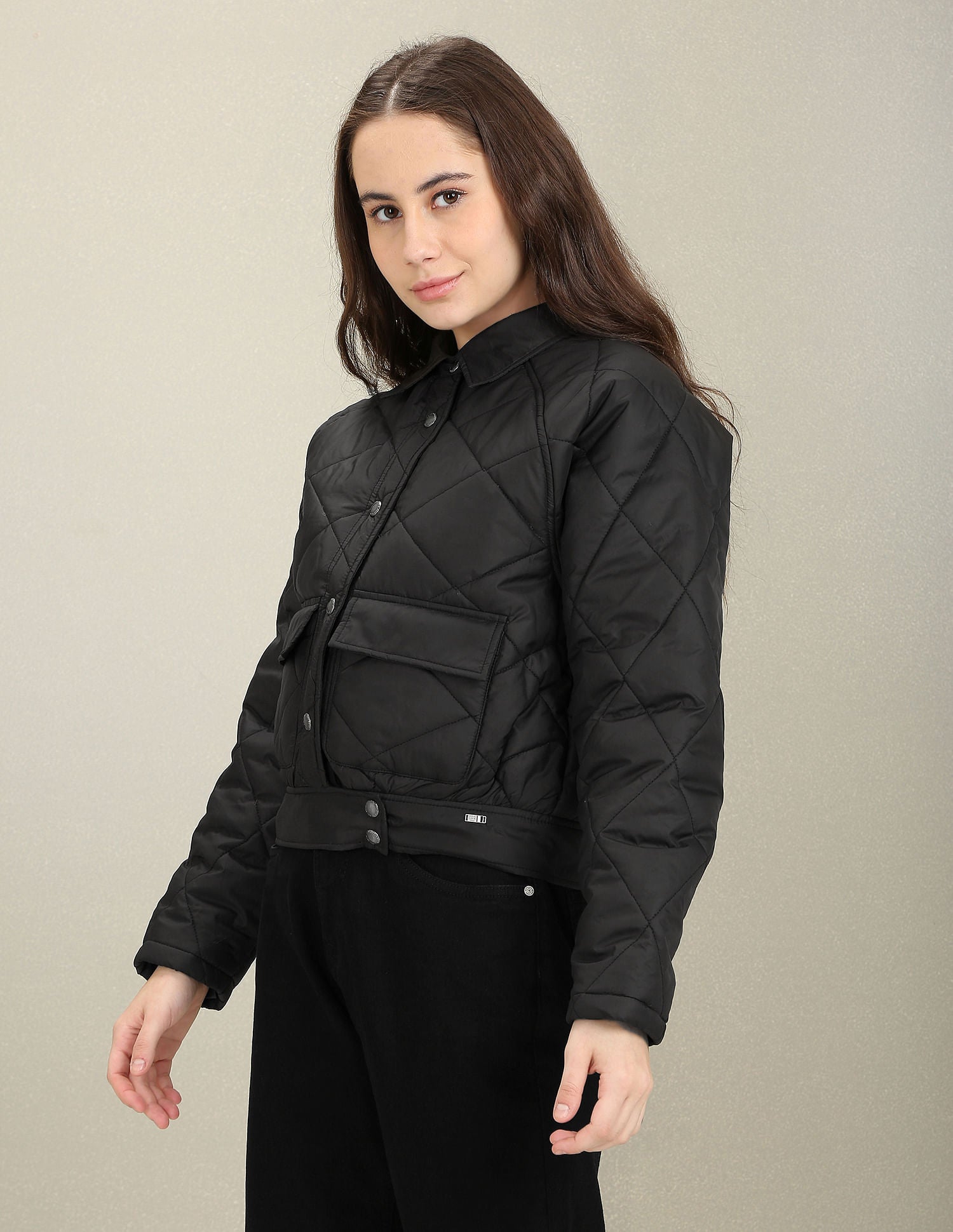 Solid Quilted Jacket Black - U.S. POLO ASSN. | Large