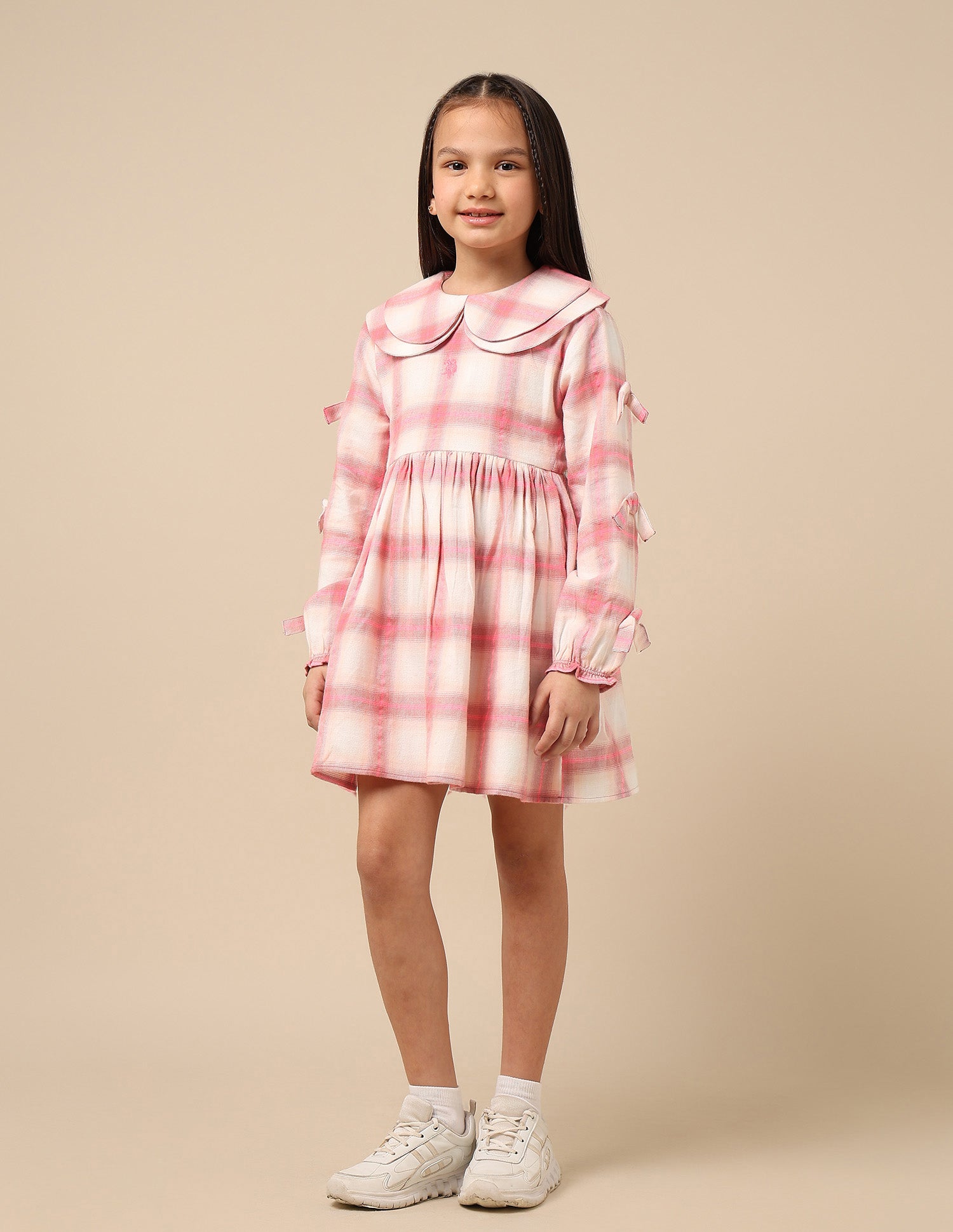 Girls Checked A-Line Dress Pink - U.S. POLO ASSN. | Large