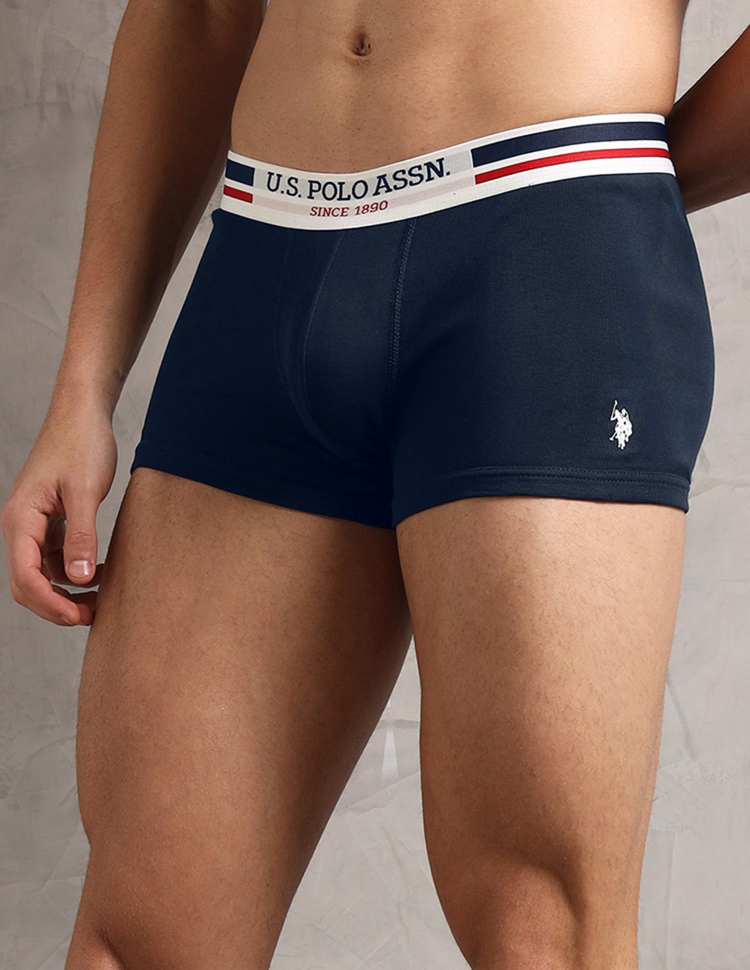 Cotton Stretch Elastic Waistband I641-P2 Trunks - Pack Of 2 Navy - U.S. Polo Assn. India | Large