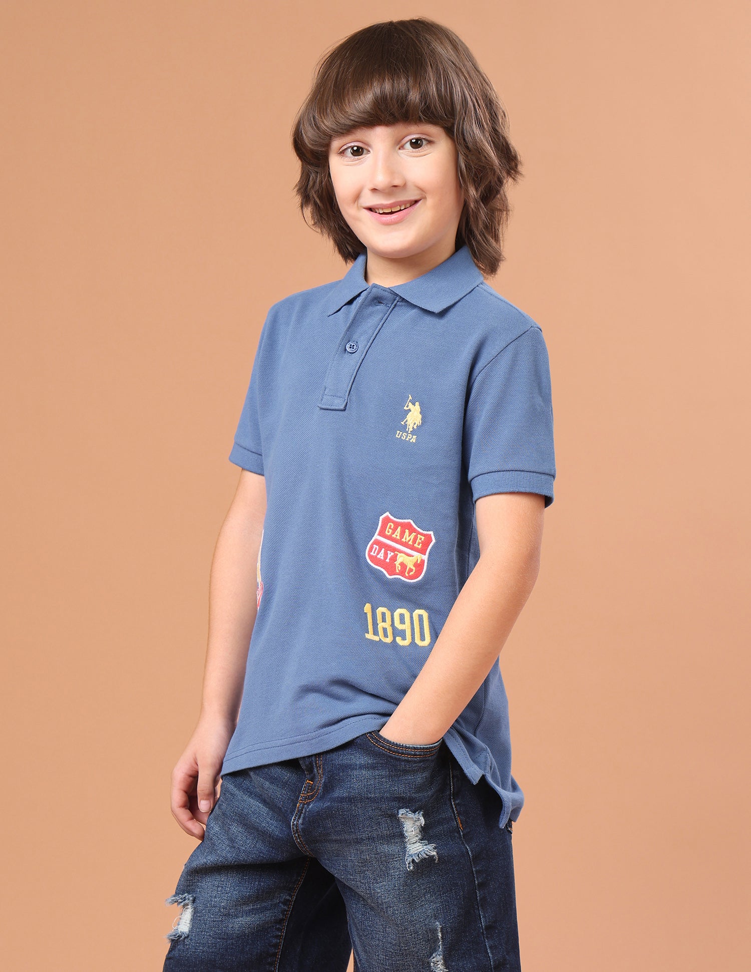 Brand Embroidered Applique Regular Fit Polo Shirt Blue - U.S. Polo Assn. India | Large