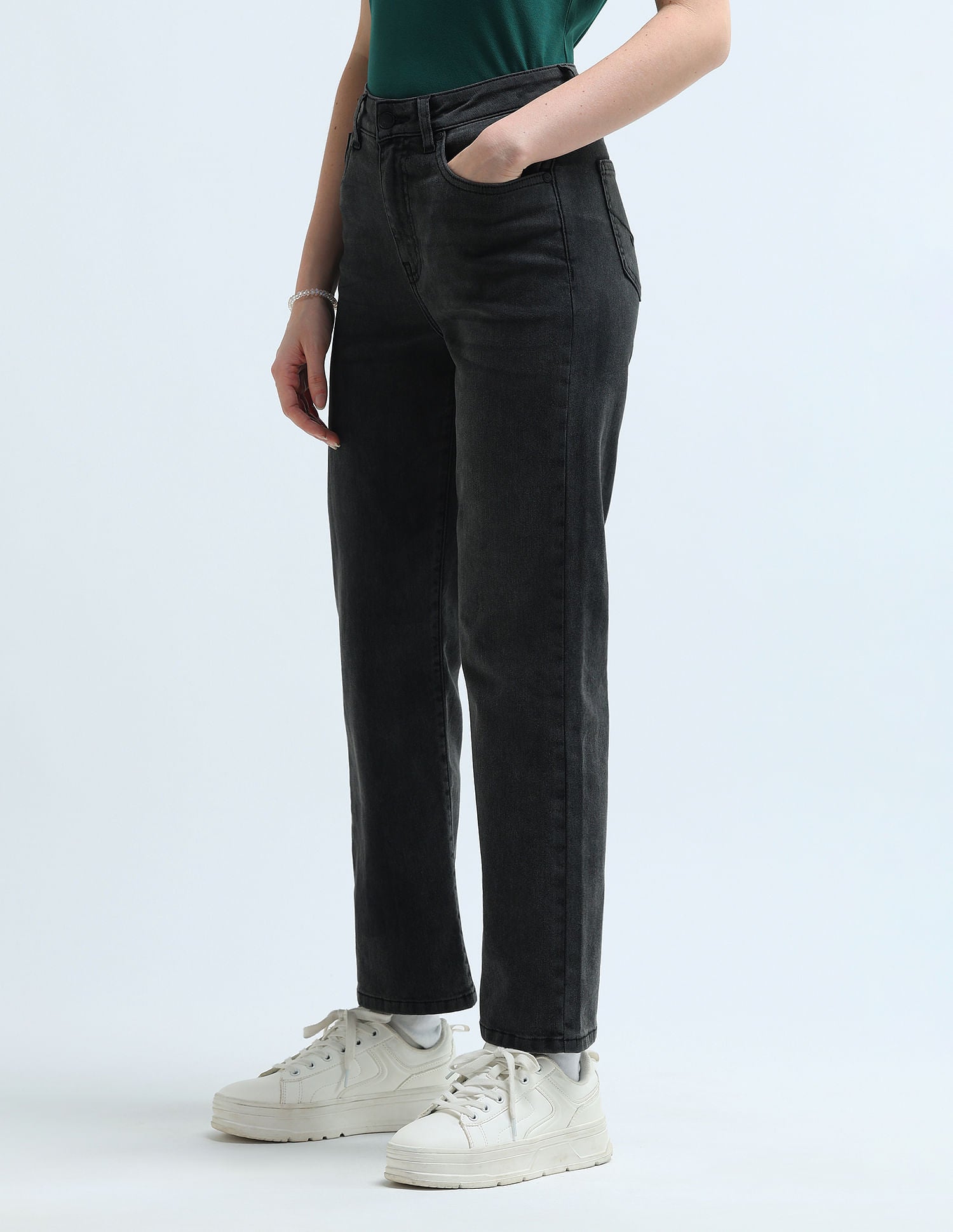 High Rise Straight Fit Jeans Dark Grey - U.S. Polo Assn. India | Large