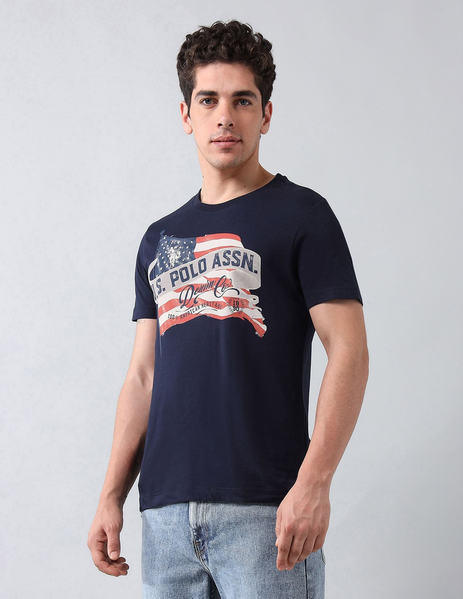 Muscle Fit Brand Printed T-Shirt Navy - U.S. Polo Assn. India | Large