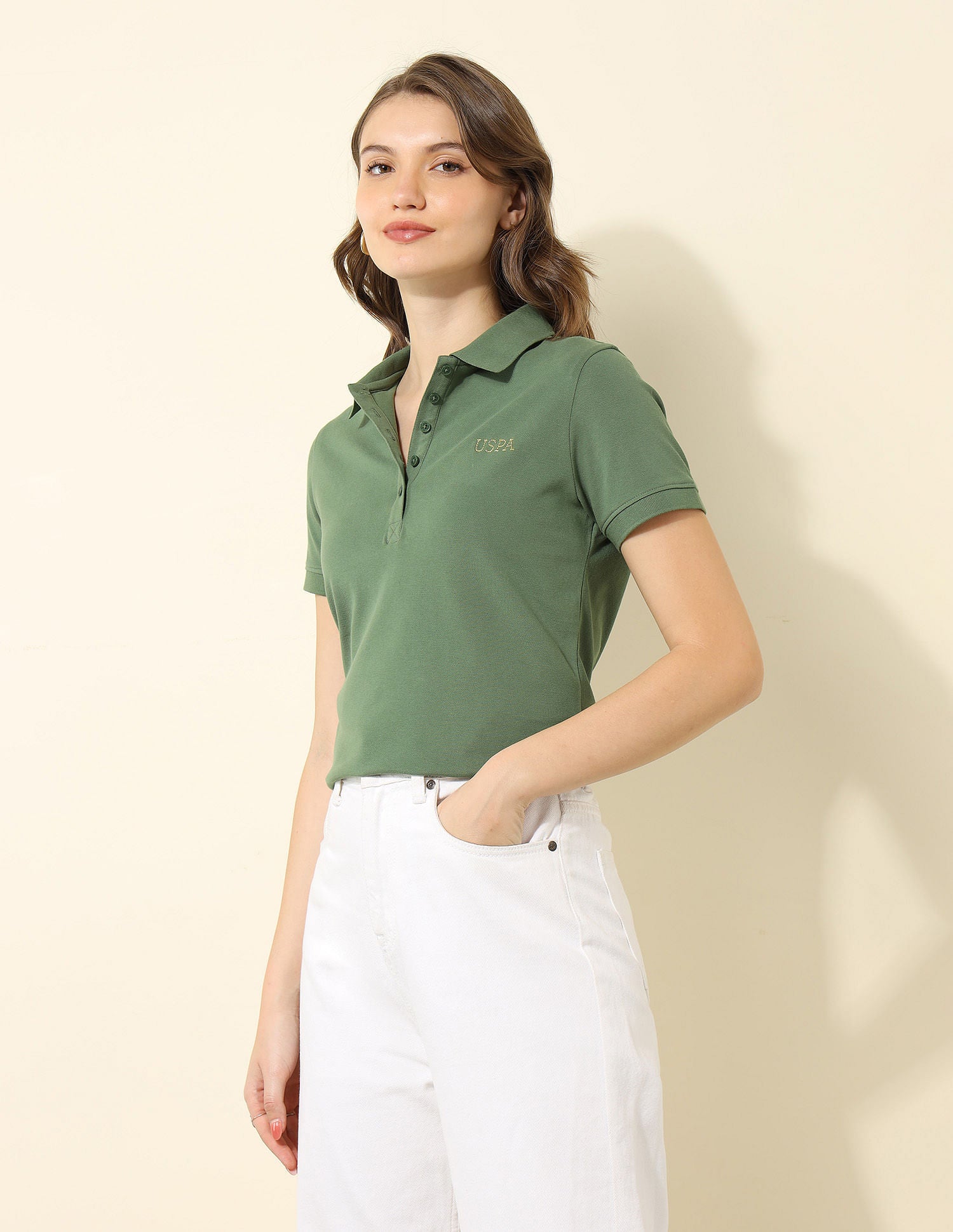 Regular Fit Solid Polo Shirt Light Olive - U.S. POLO ASSN. | Large