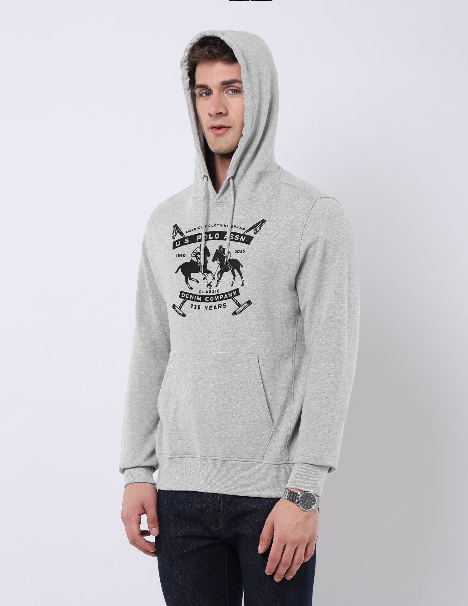 Graphic Brand Printed Regular Fit Sweatshirt Grey - U.S. POLO ASSN. | Large