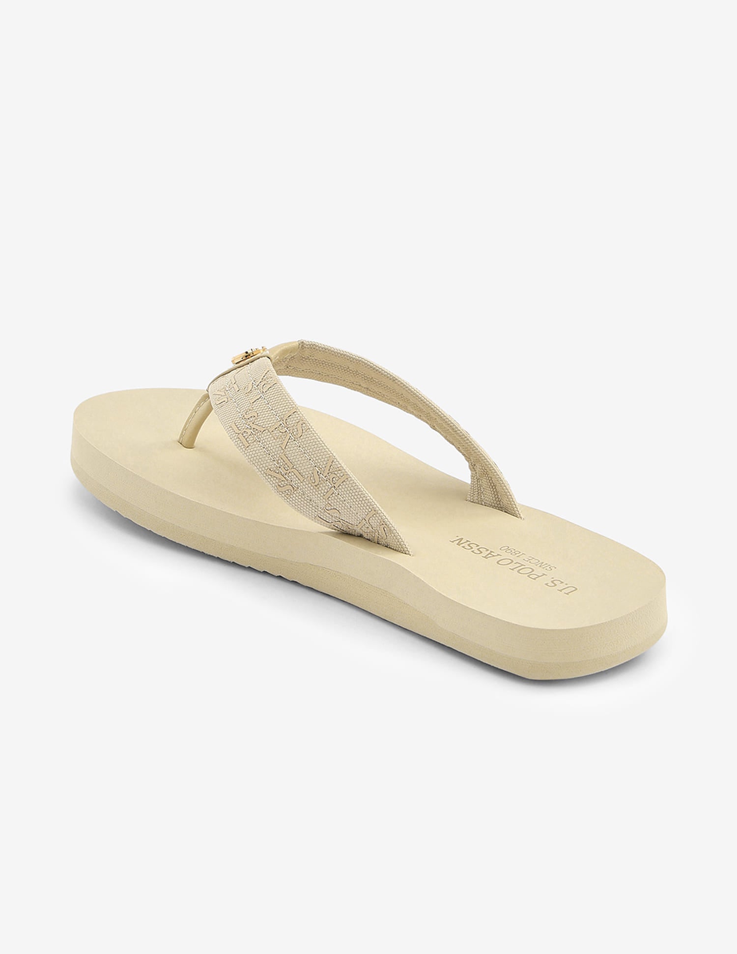 Brand Printed Rin Flip Flops Cream - U.S. Polo Assn. India | Large