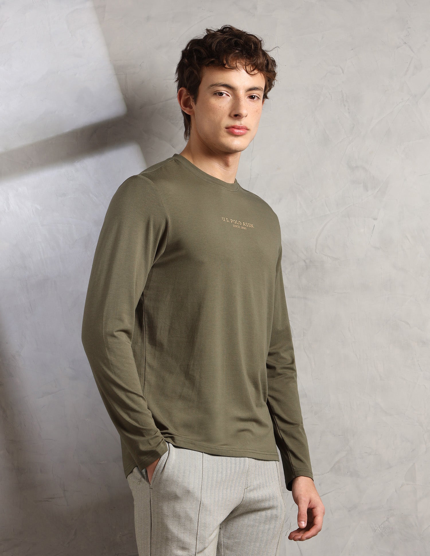 Brethable Full Sleeve PE006-PL Lounge T-Shirt - Pack Of 1 Ivy Green - U.S. Polo Assn. India | Large