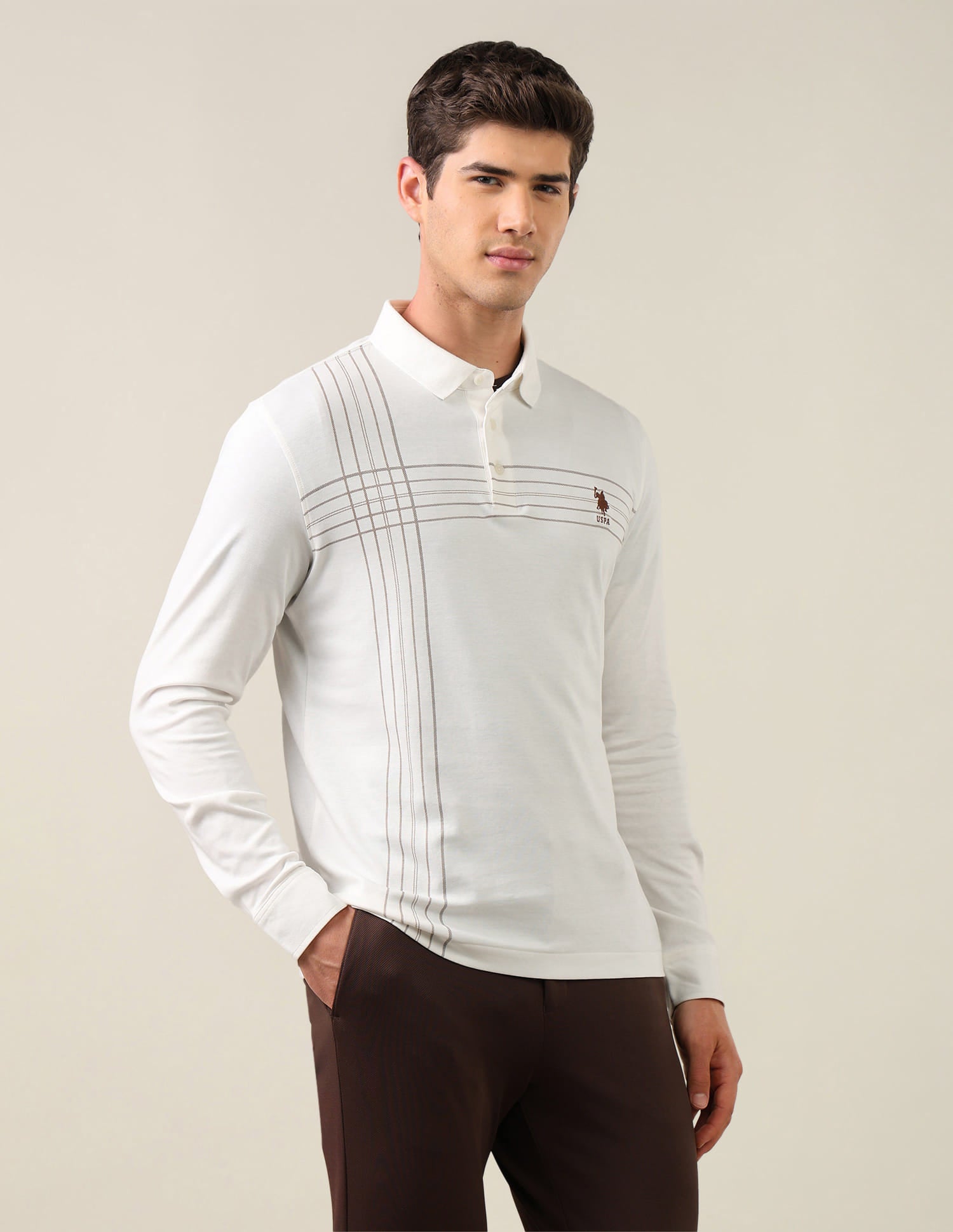 Solid Slim Fit Polo Shirt White - U.S. Polo Assn. India | Large