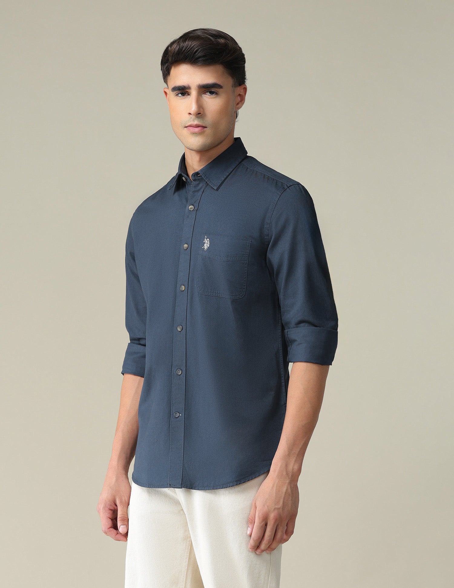 Solid Slim Shirt Teal - U.S. POLO ASSN. | Large