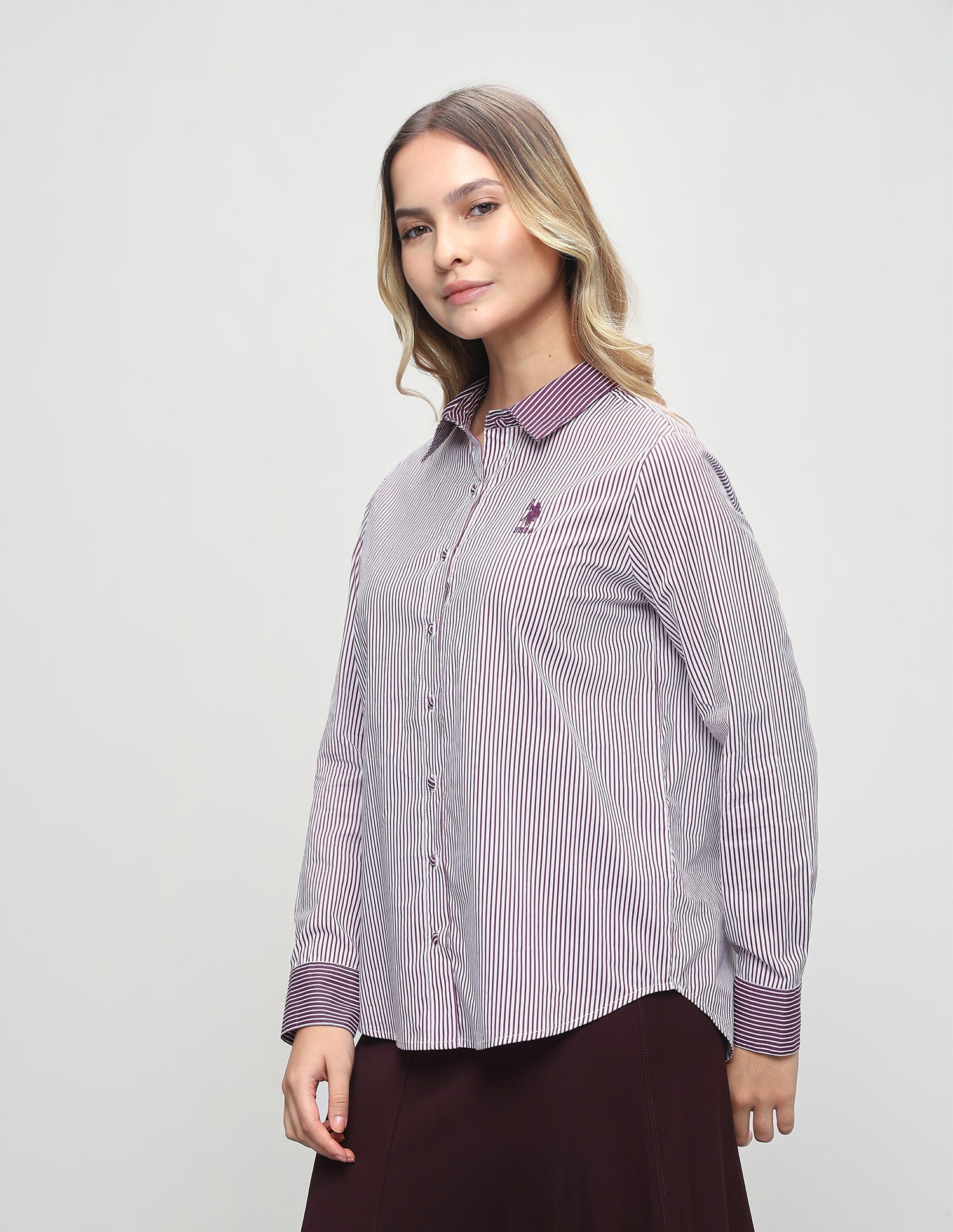 Vertical Striped Regular Fit Shirt Purple - U.S. Polo Assn. India | Large