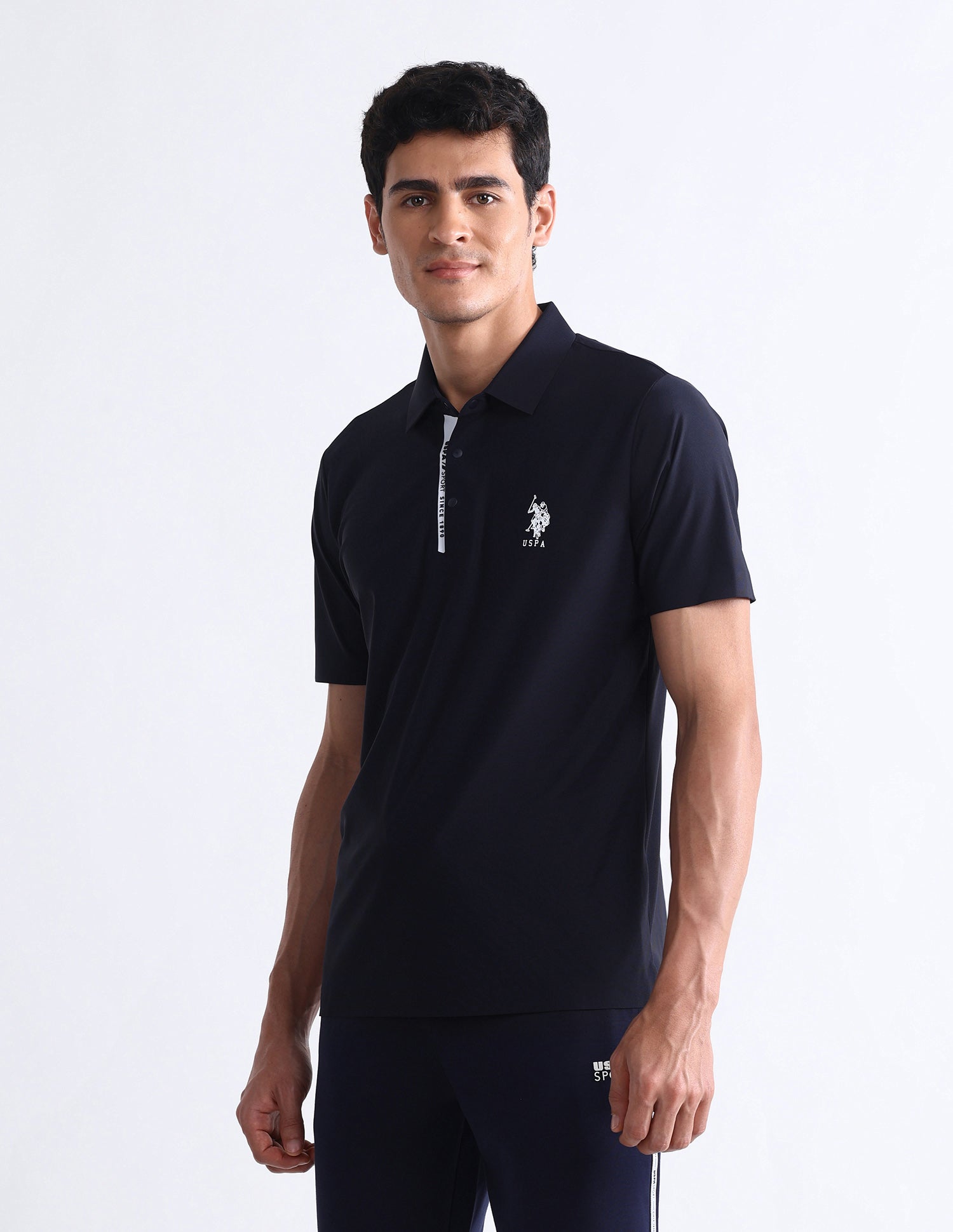 Solid Slim Fit Polo Shirt Navy - U.S. Polo Assn. India | Large