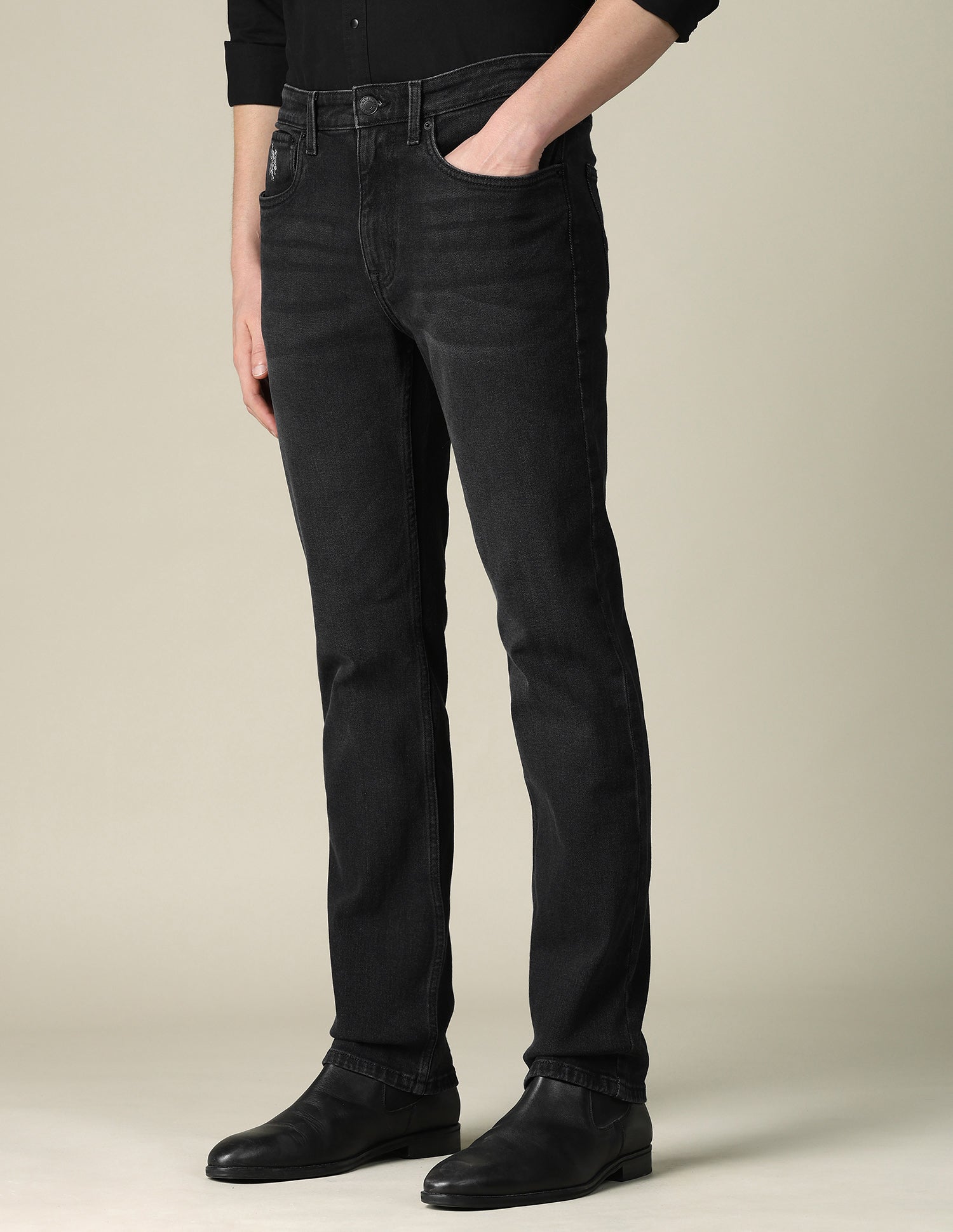 Harold Slim Straight Fit Black Jeans Black - U.S. POLO ASSN. | Large