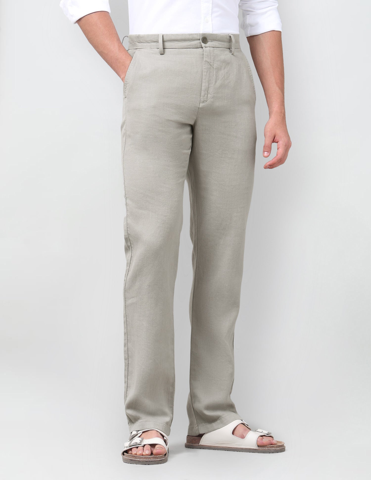 Riley Straight Fit Satin Trousers Sage - U.S. Polo Assn. India | Large
