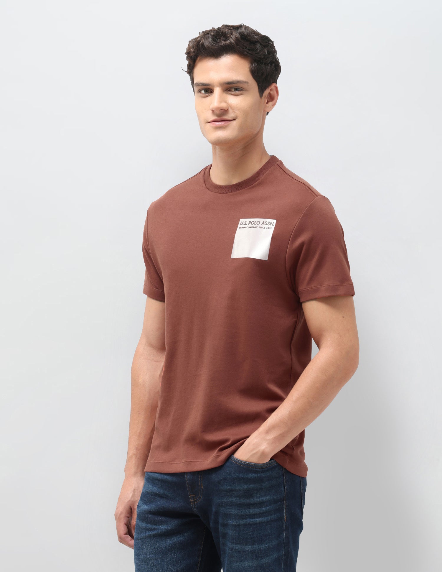 Solid Slim Fit T-Shirt Rust - U.S. Polo Assn. India | Large