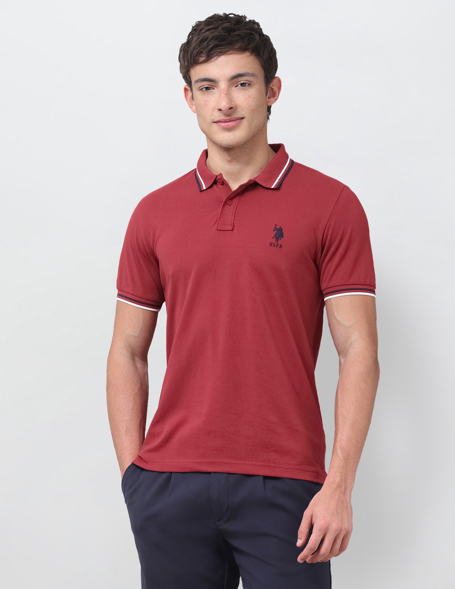 Solid Regular Fit Polo Shirt Red - U.S. Polo Assn. India | Large