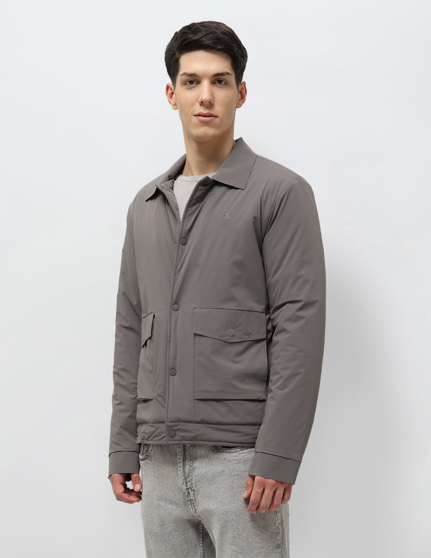 Solid Regular Fit Jacket Grey - U.S. POLO ASSN. | Large