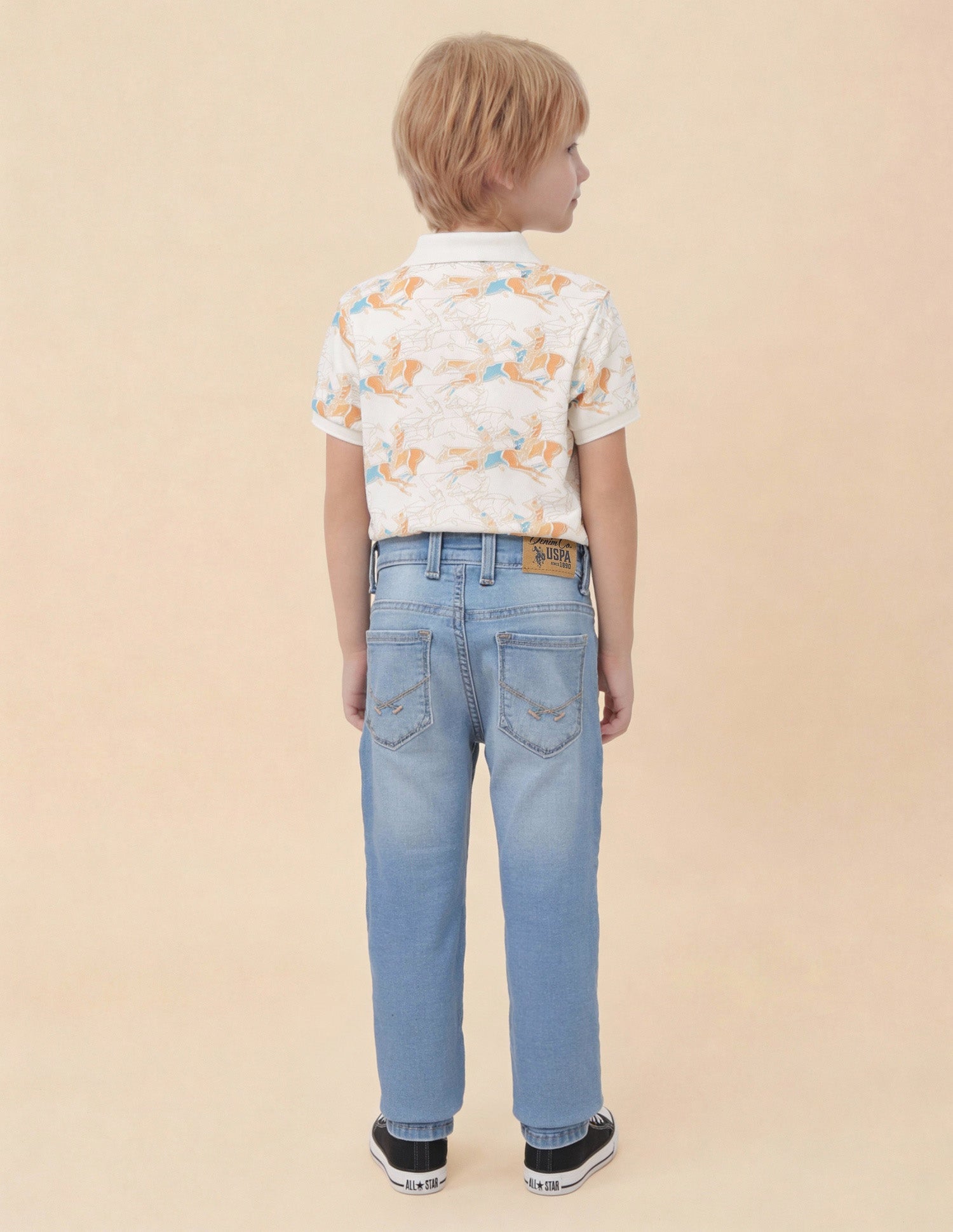 Boys Slim Fit Whiskered Jeans Light Blue - U.S. Polo Assn. India | Large