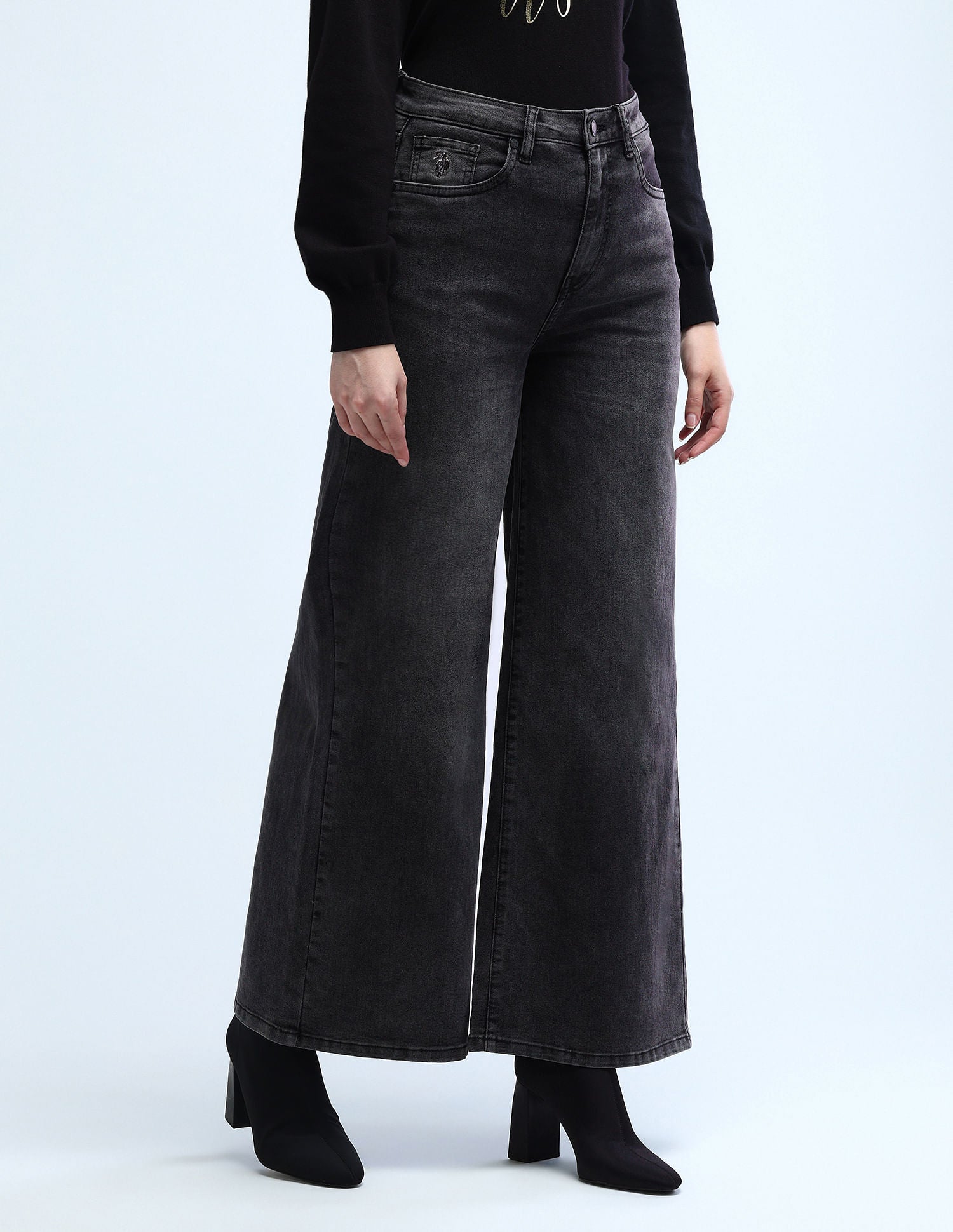 High Rise Ultra Wideleg Jeans Dark Grey - U.S. POLO ASSN. | Large