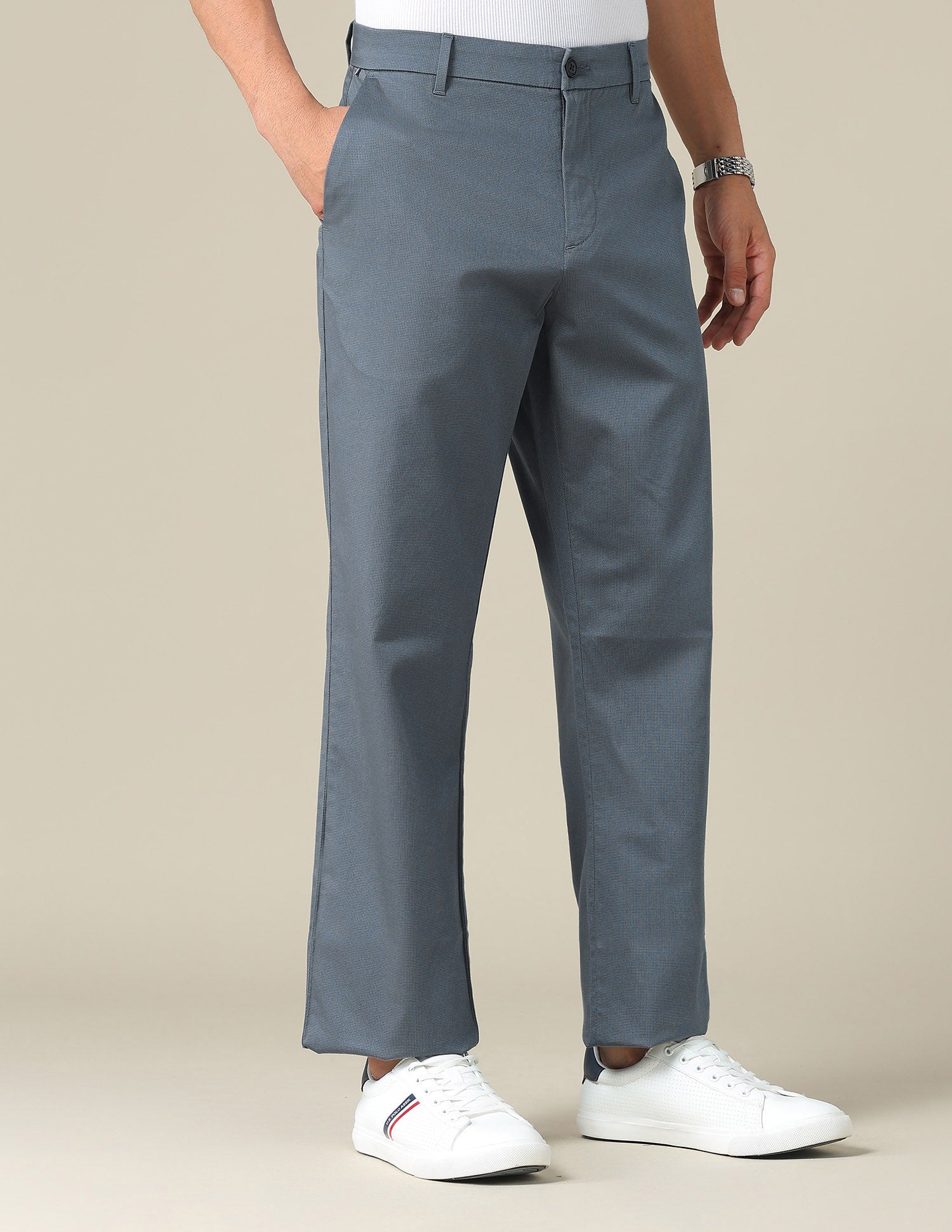 Riley Straight Fit Satin Trousers Dark Blue - U.S. POLO ASSN. | Large