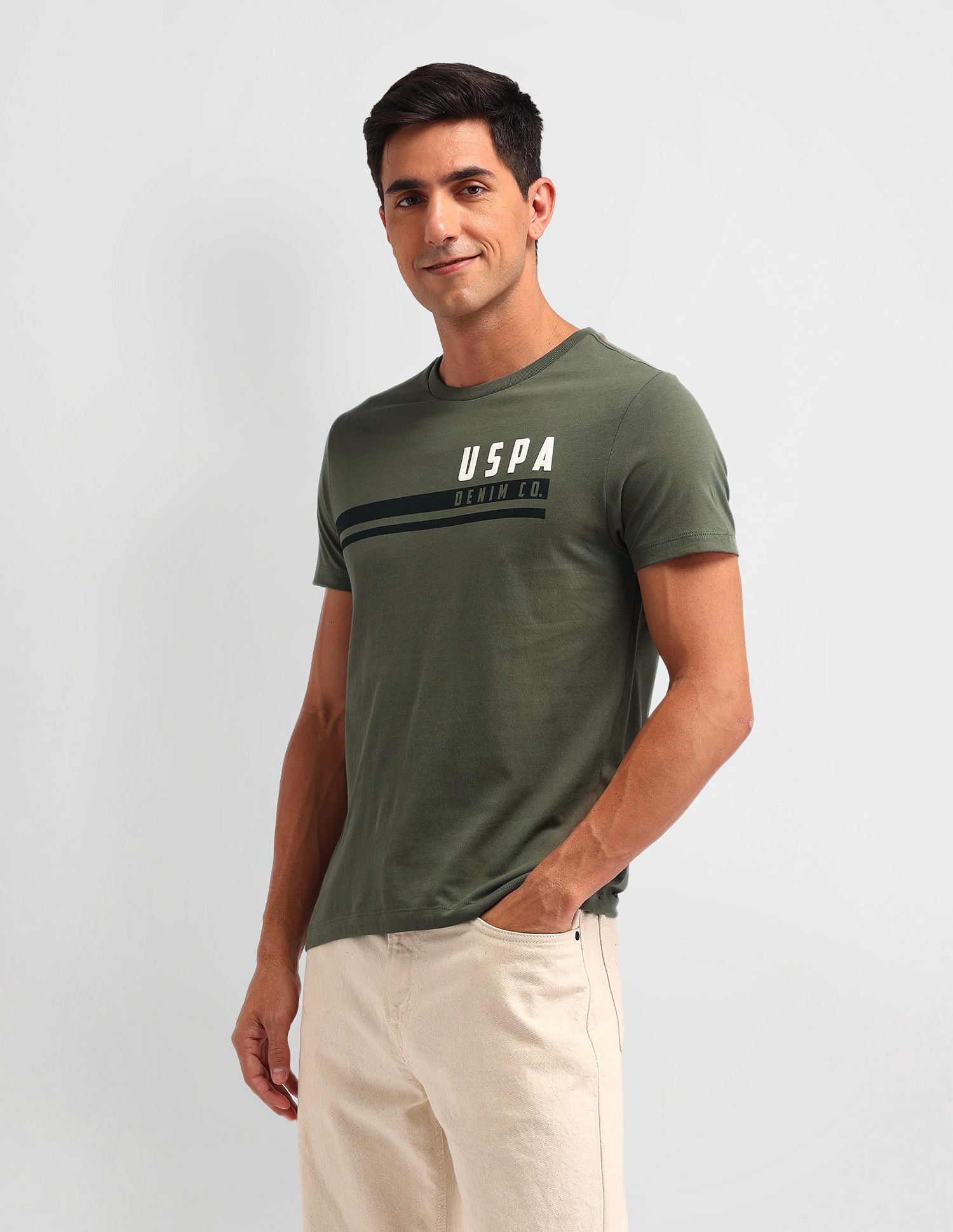 Outdoor Muscle Fit Brand T-Shirt Olive - U.S. POLO ASSN. | Large
