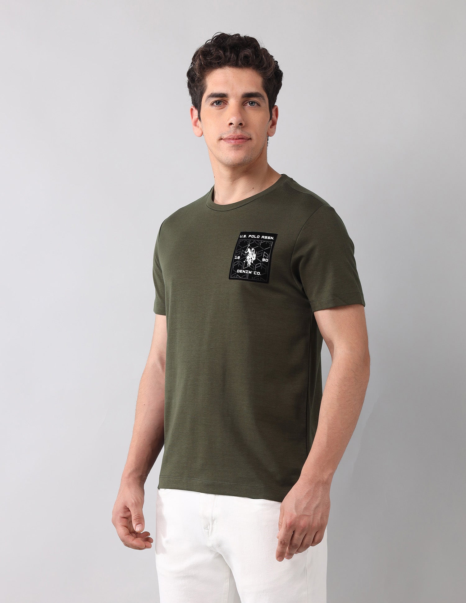Brand Appliqued Black Label T-Shirt Olive - U.S. Polo Assn. India | Large