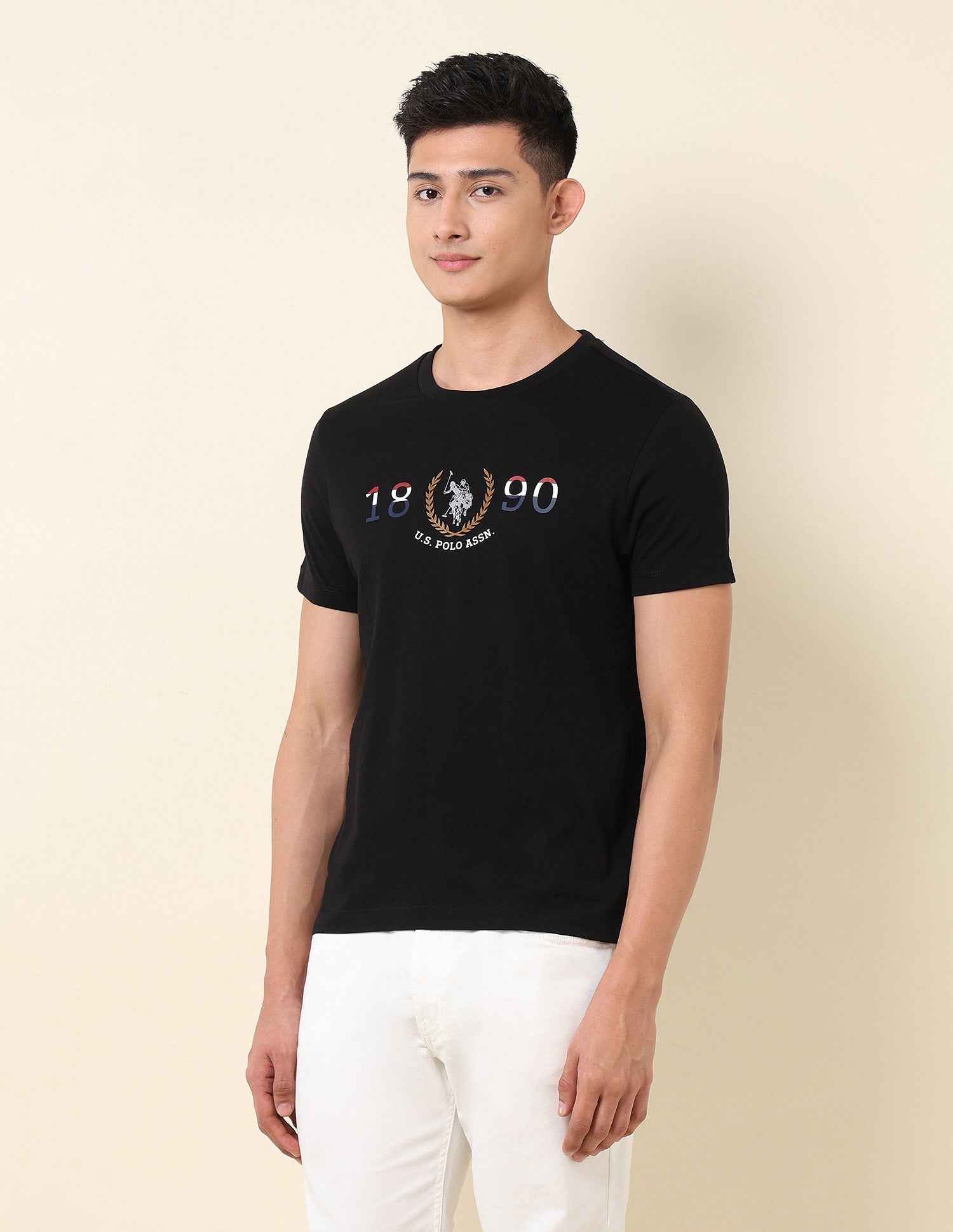 Brand Printed Pure Cotton T-Shirt Black - U.S. POLO ASSN. | Large