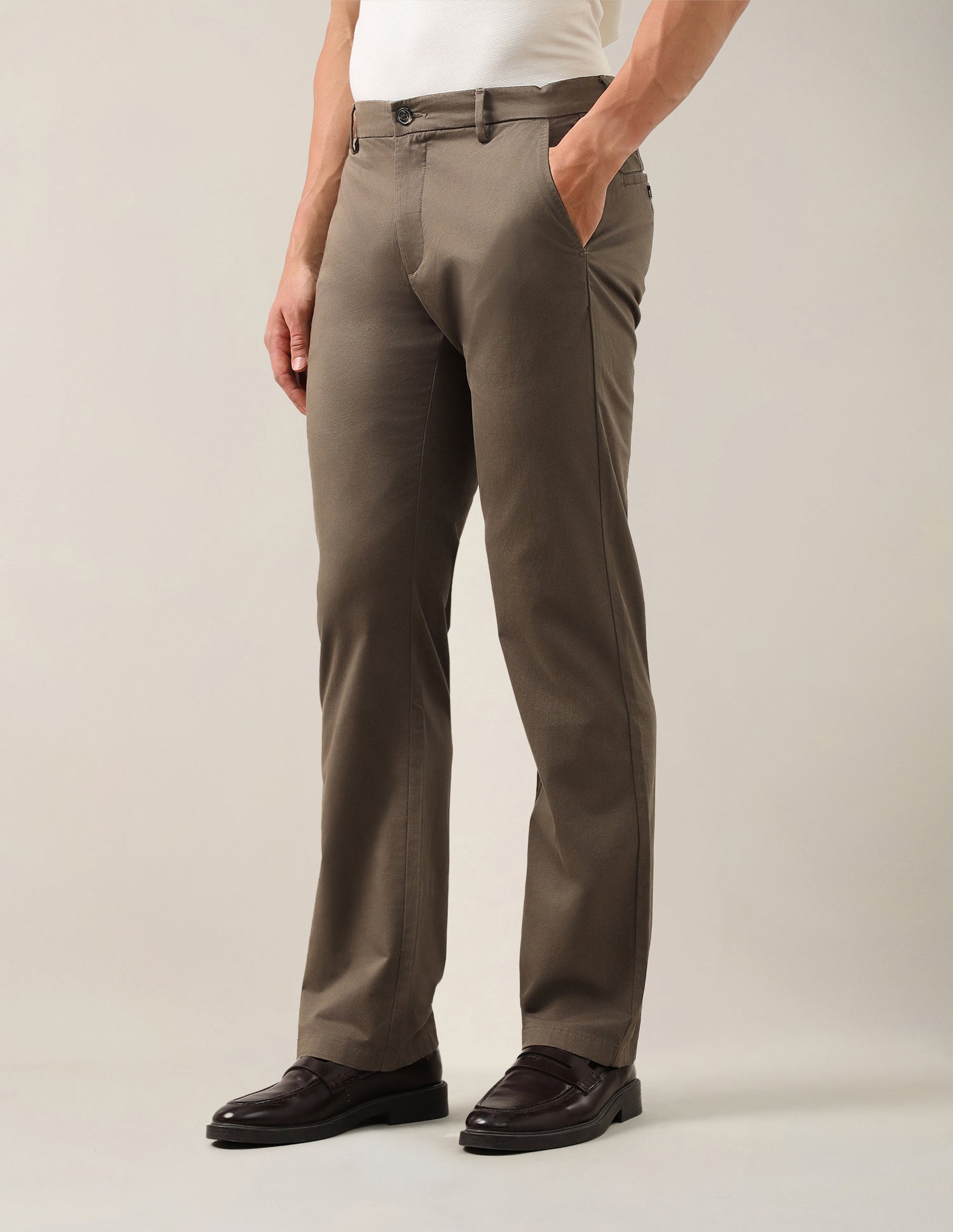 Satin Riley Straight Fit Trousers Brown - U.S. Polo Assn. India | Large
