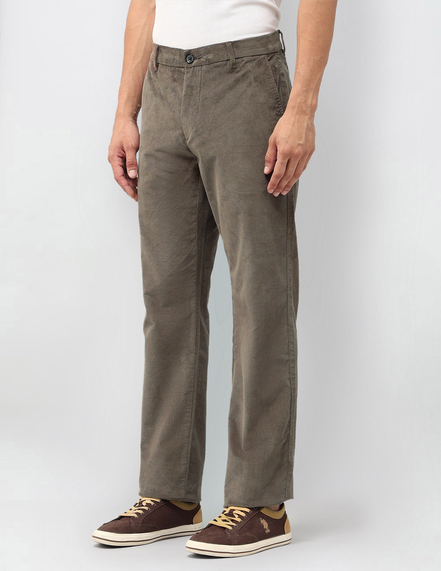 Riley Straight Fit Corduroy Trousers Light Olive - U.S. POLO ASSN. | Large