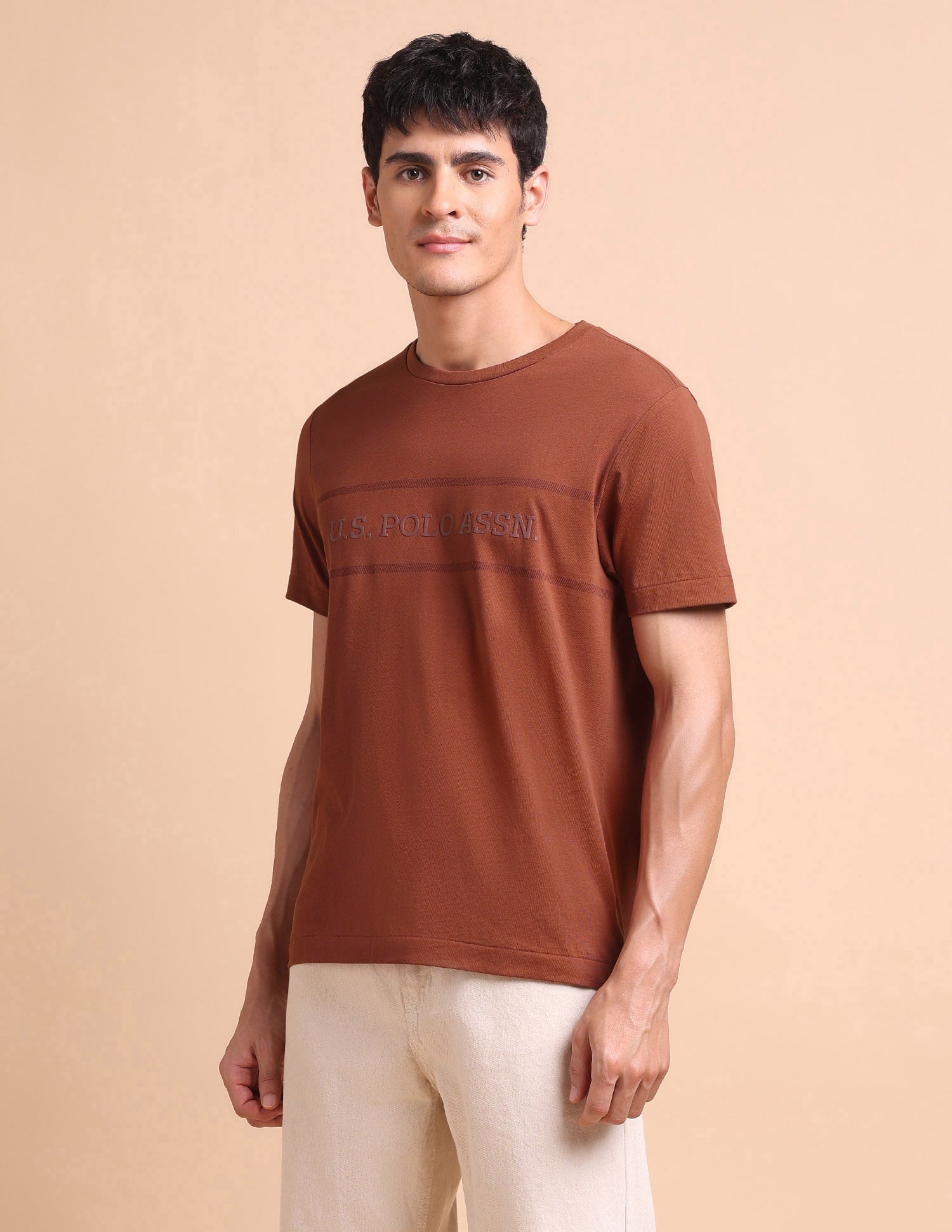 Brand Embossed Slim Fit T-Shirt Maroon - U.S. POLO ASSN. | Large