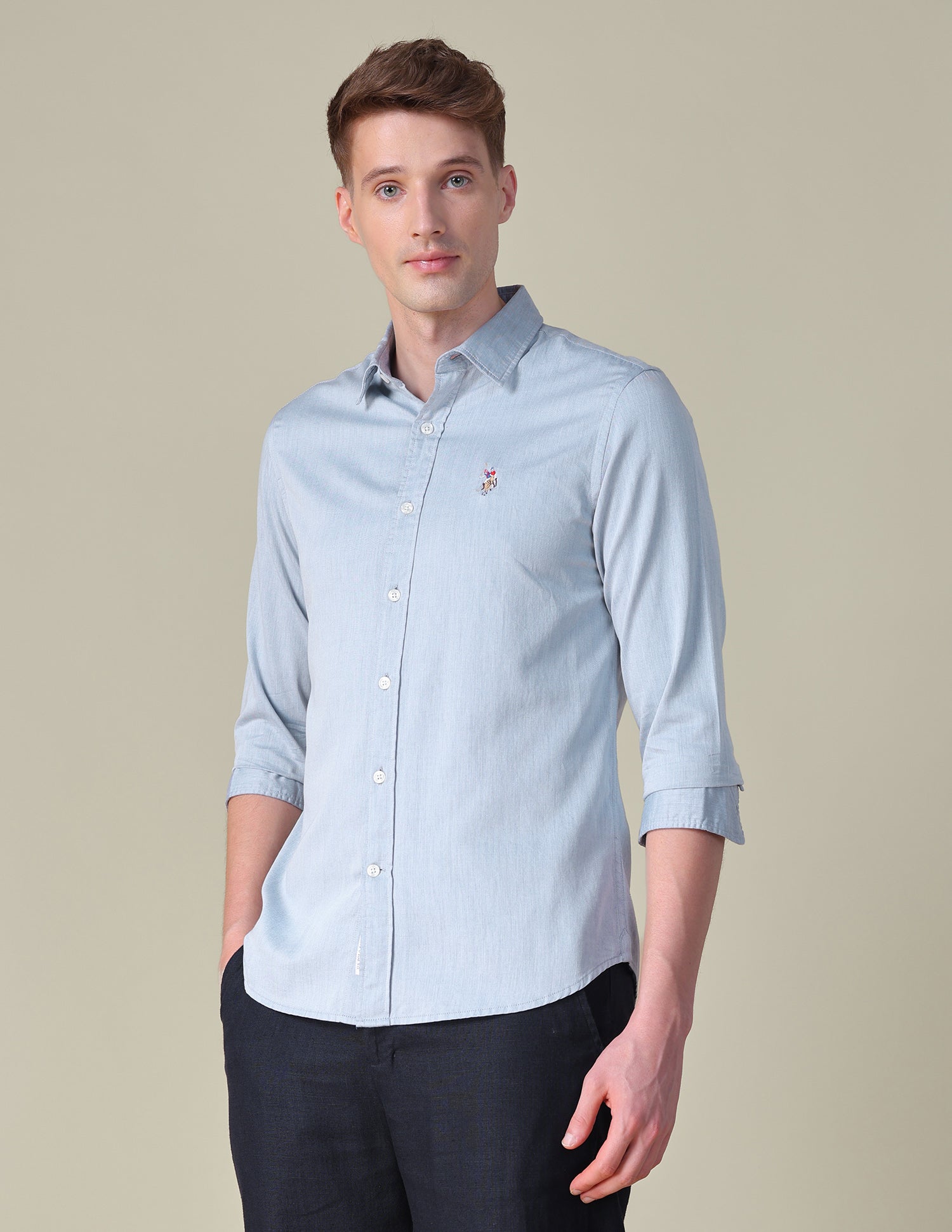 Twill Tailored Fit Shirt Blue - U.S. POLO ASSN. | Large