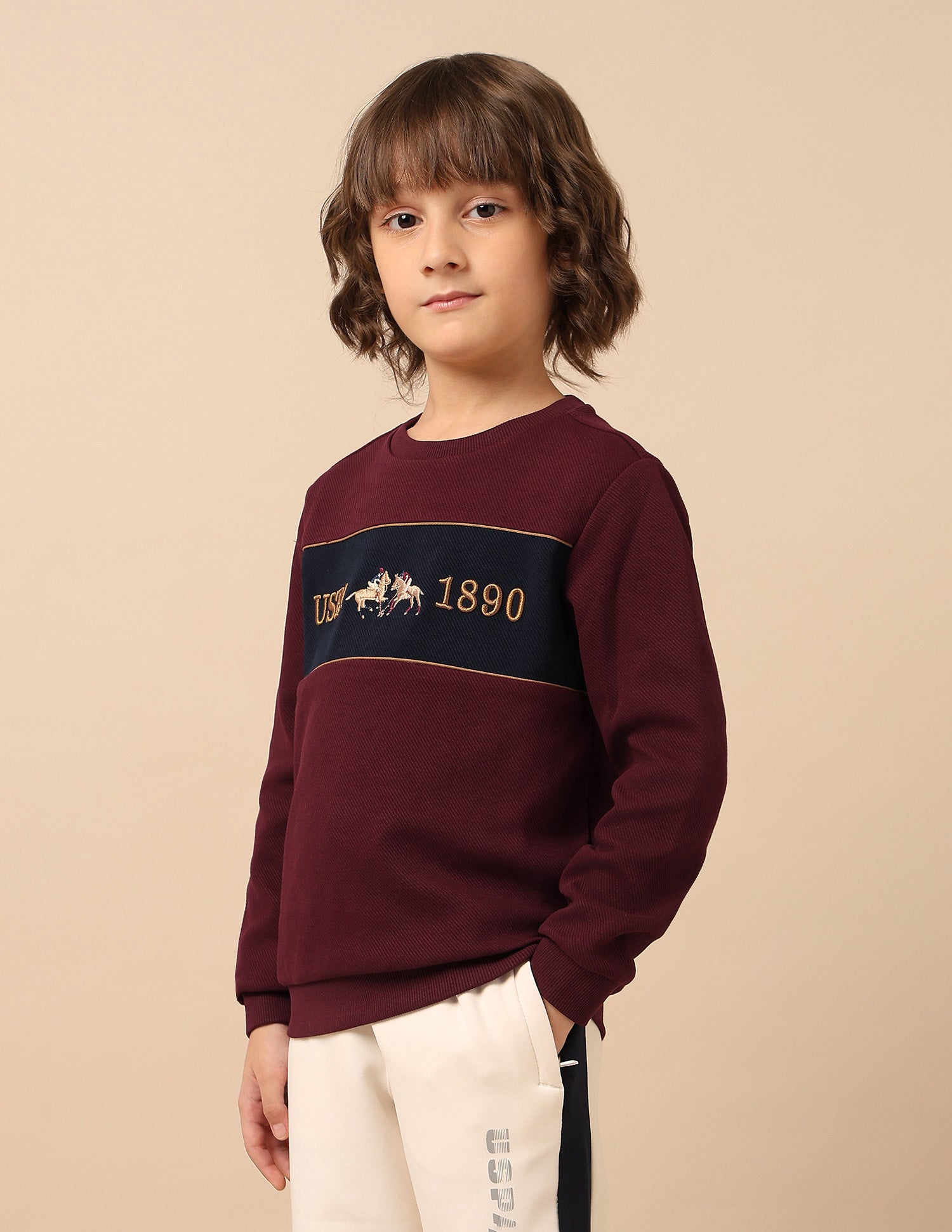 Boys Brand Embroidered Mini Me Sweatshirt Dark Red - U.S. POLO ASSN. | Large