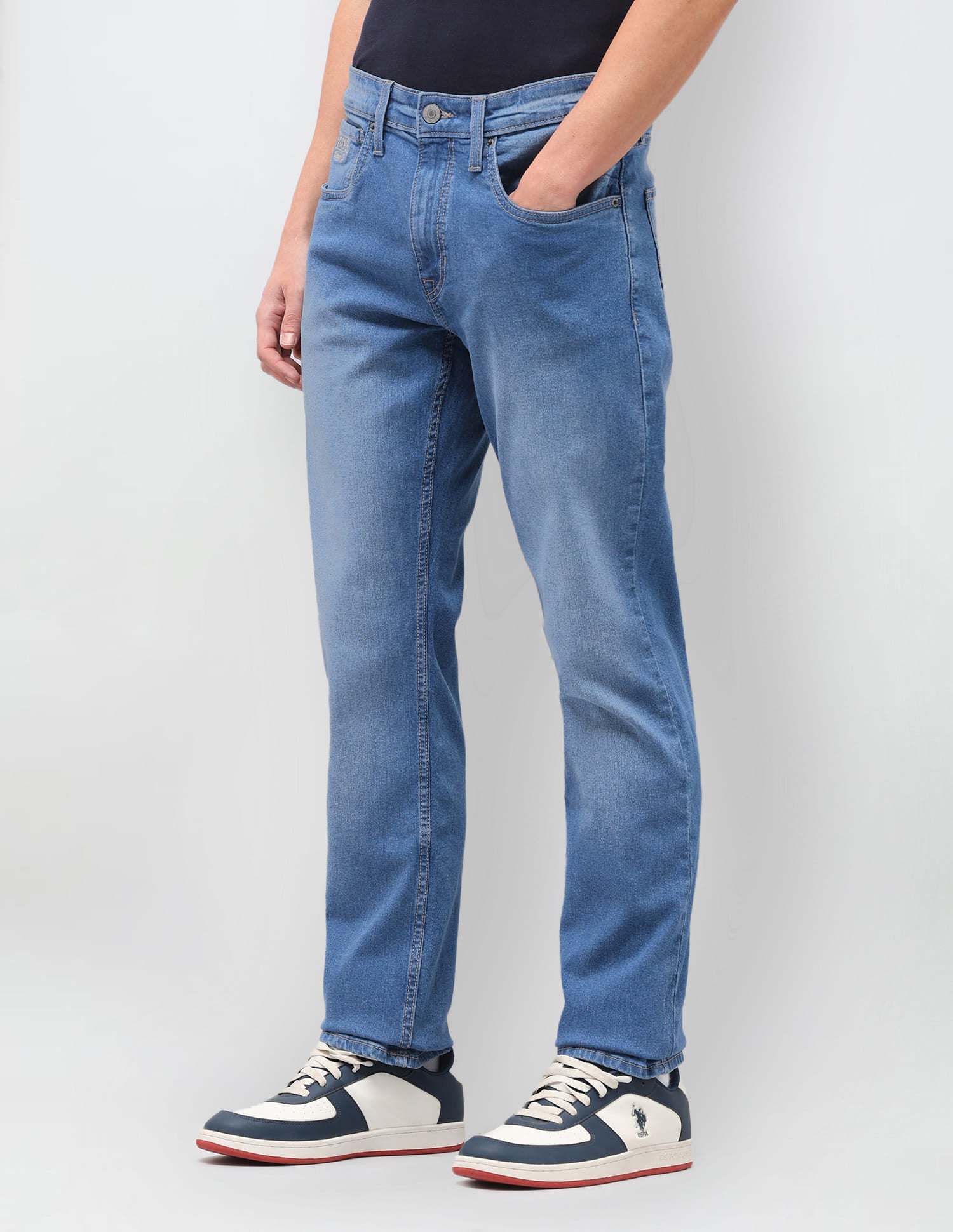 Solid Straight Fit Jeans Blue - U.S. Polo Assn. India | Large