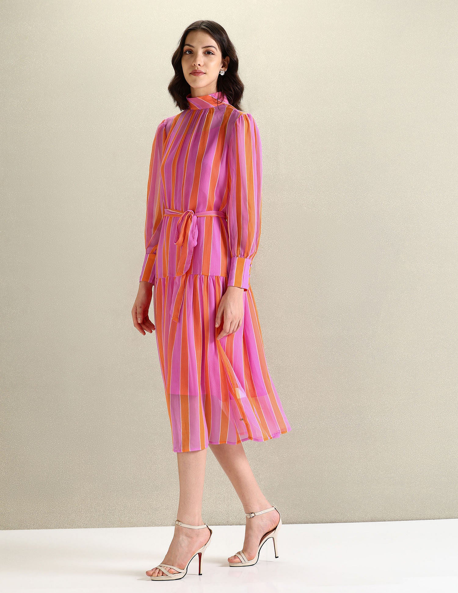 High Neck Vertical Stripe Dress Purple and orange - U.S. POLO ASSN. | Large