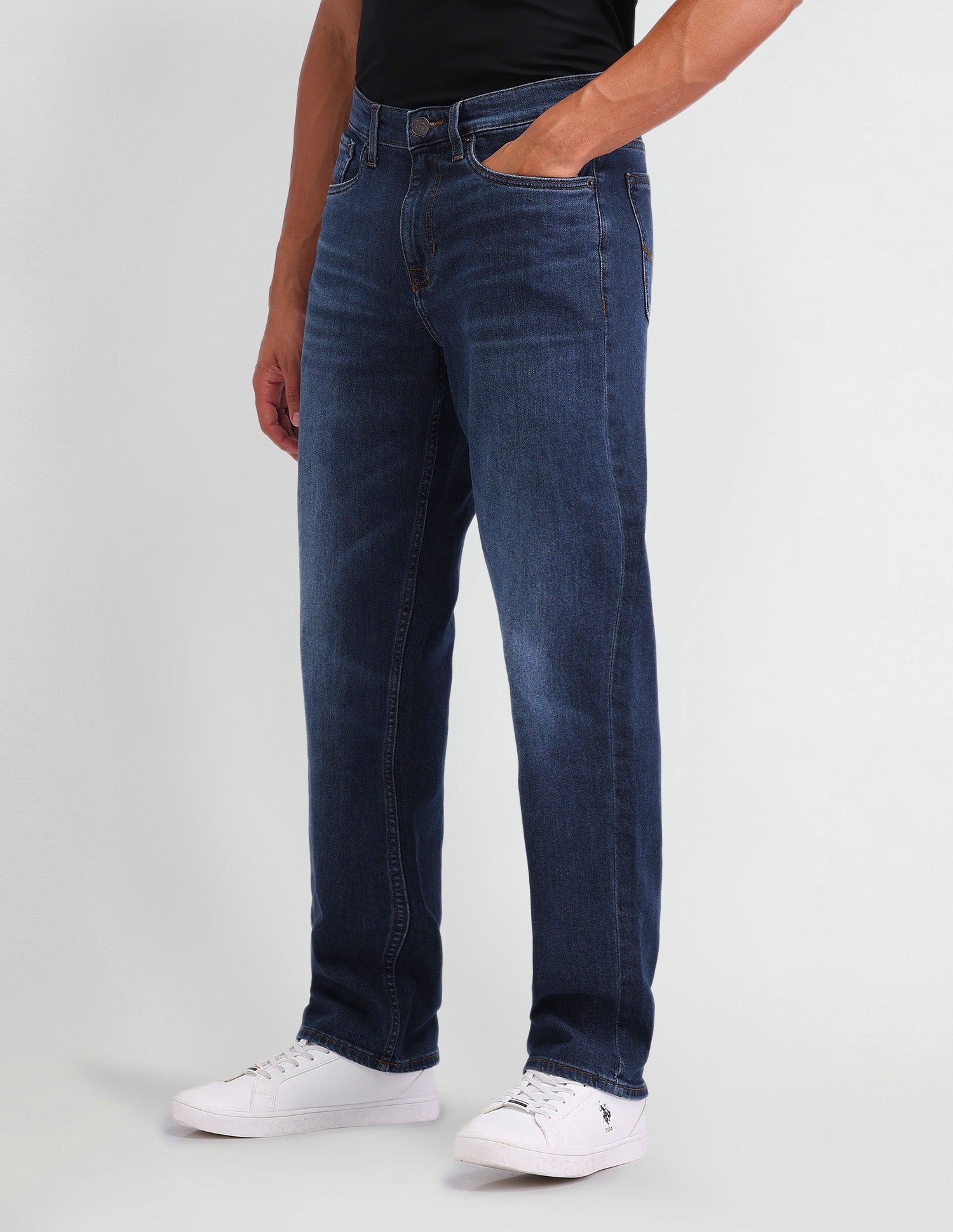 Shawn Relaxed Fit Whiskered Jeans Blue - U.S. Polo Assn. India | Large