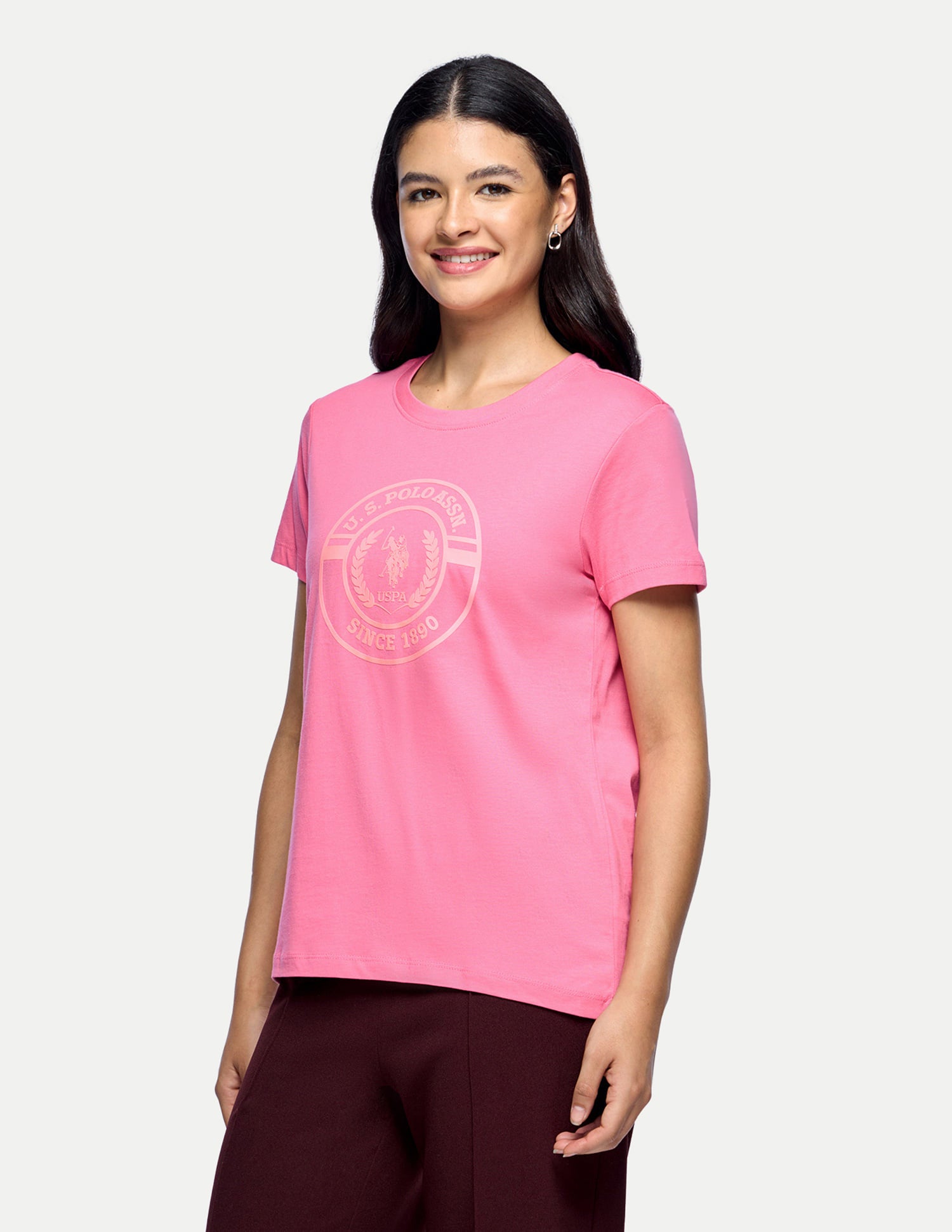 Pure Cotton Gel Print T-Shirt Coral - U.S. Polo Assn. India | Large