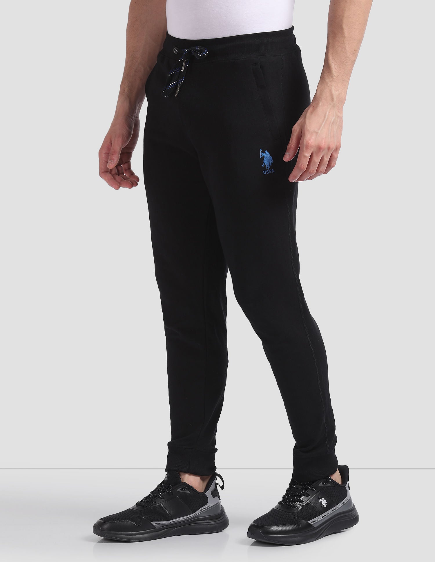 Mid Rise Drawstring Waist I604 Joggers - Pack Of 1 Black - U.S. POLO ASSN. | Large