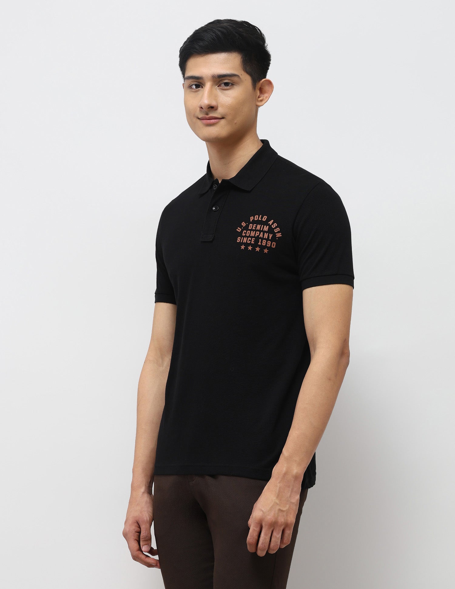 Brand Embossed Muscle Fit Polo Shirt Black - U.S. Polo Assn. India | Large