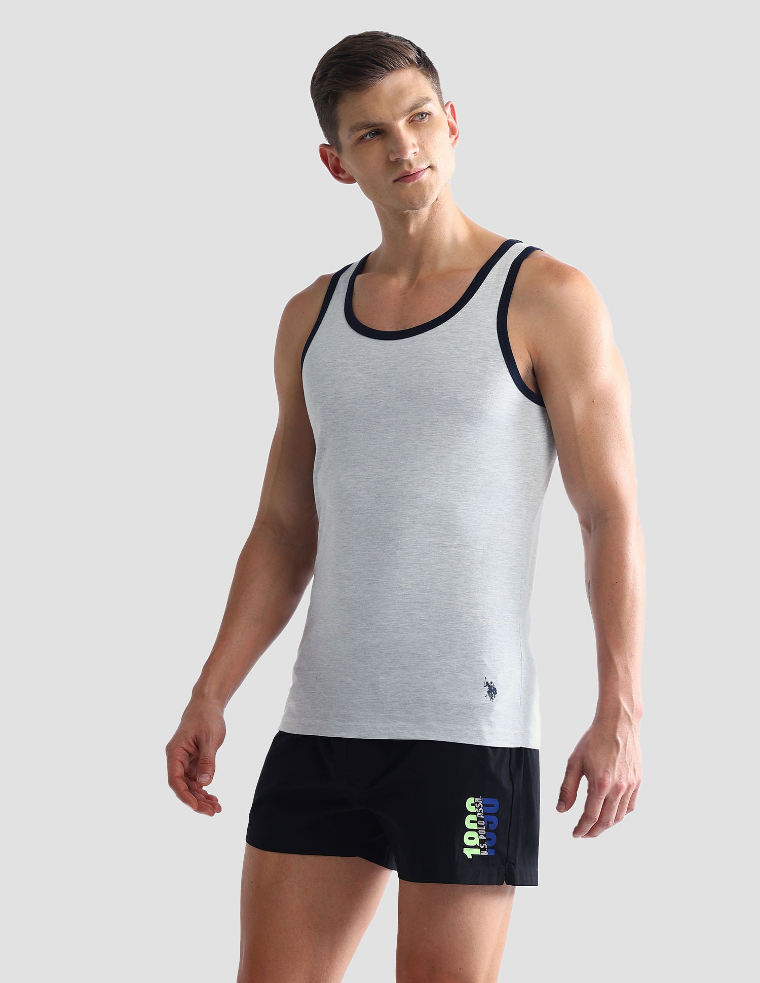 Contrast Binding Cotton OEV01 Vest - Pack Of 1 Grey - U.S. POLO ASSN. | Large